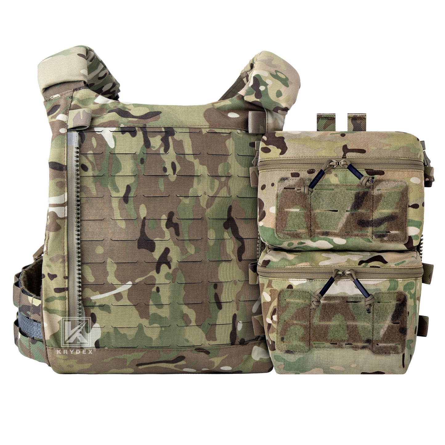 Krydex Tactical Back Panel Double Pouch Assault Zip On Modular Backpack for V5 vest