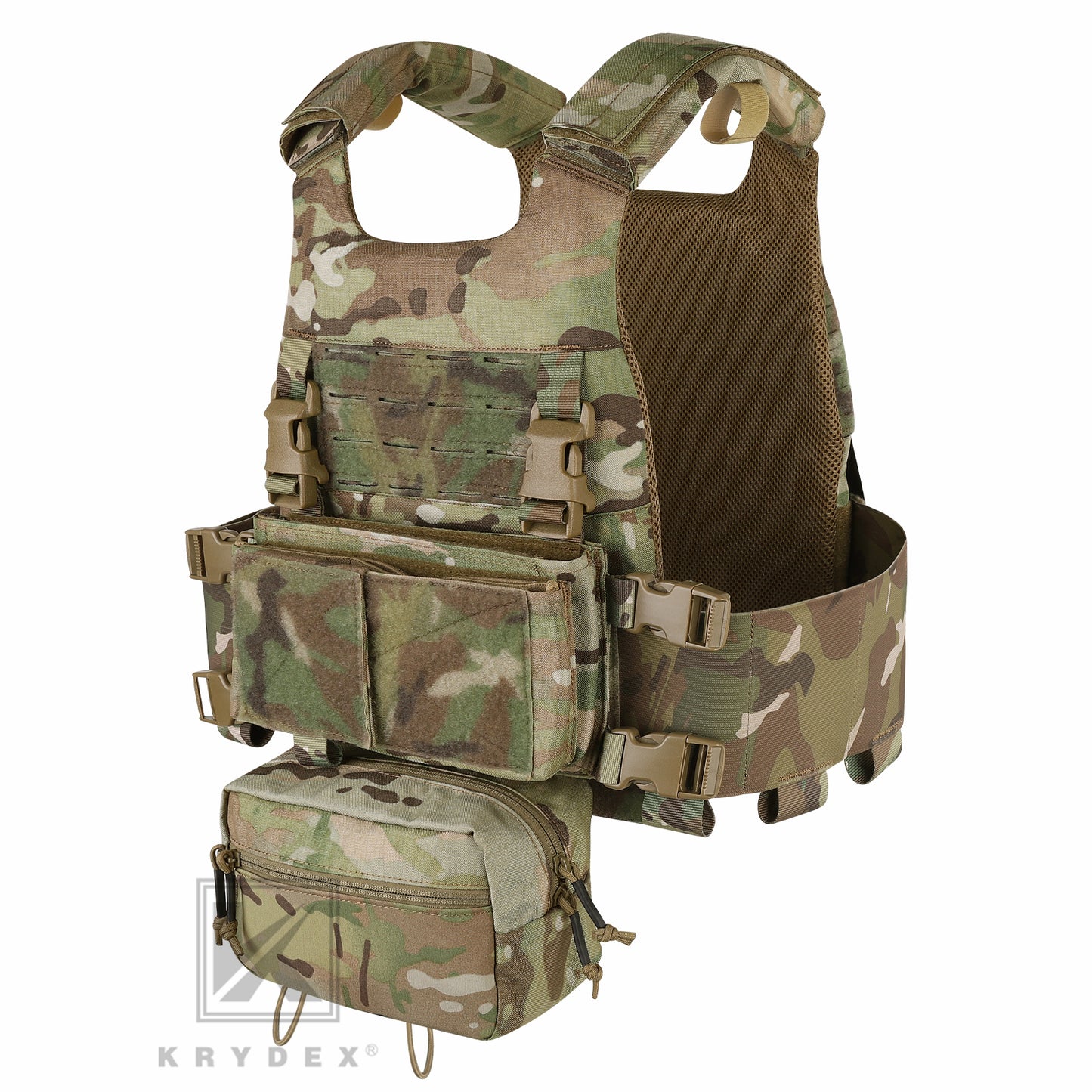 KRYDEX Low Vis Slick Plate Carrier FCS Tactical Molle Vest Elastic Cummerbund Micro Fight MK3 Chassis Drop SACK Pouch