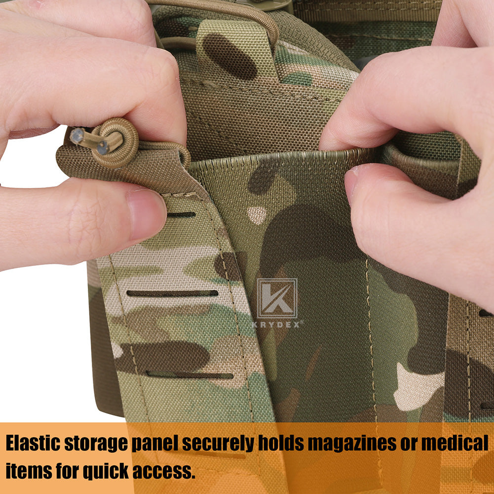Krydex Tactical Chest Rig Triple Elastic 556 Magazine Pouch Placard GP Pouch Mini Drop Dangler Pouch