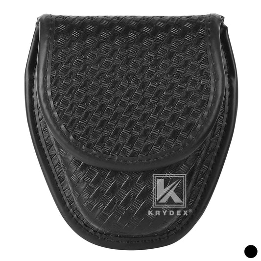 Krydex Double Hidden Snap Basket weave Handcuff Case Pouch Fits 2” & 2.25” Duty Belt For Police Law Enforcement & Security Guard Equipment