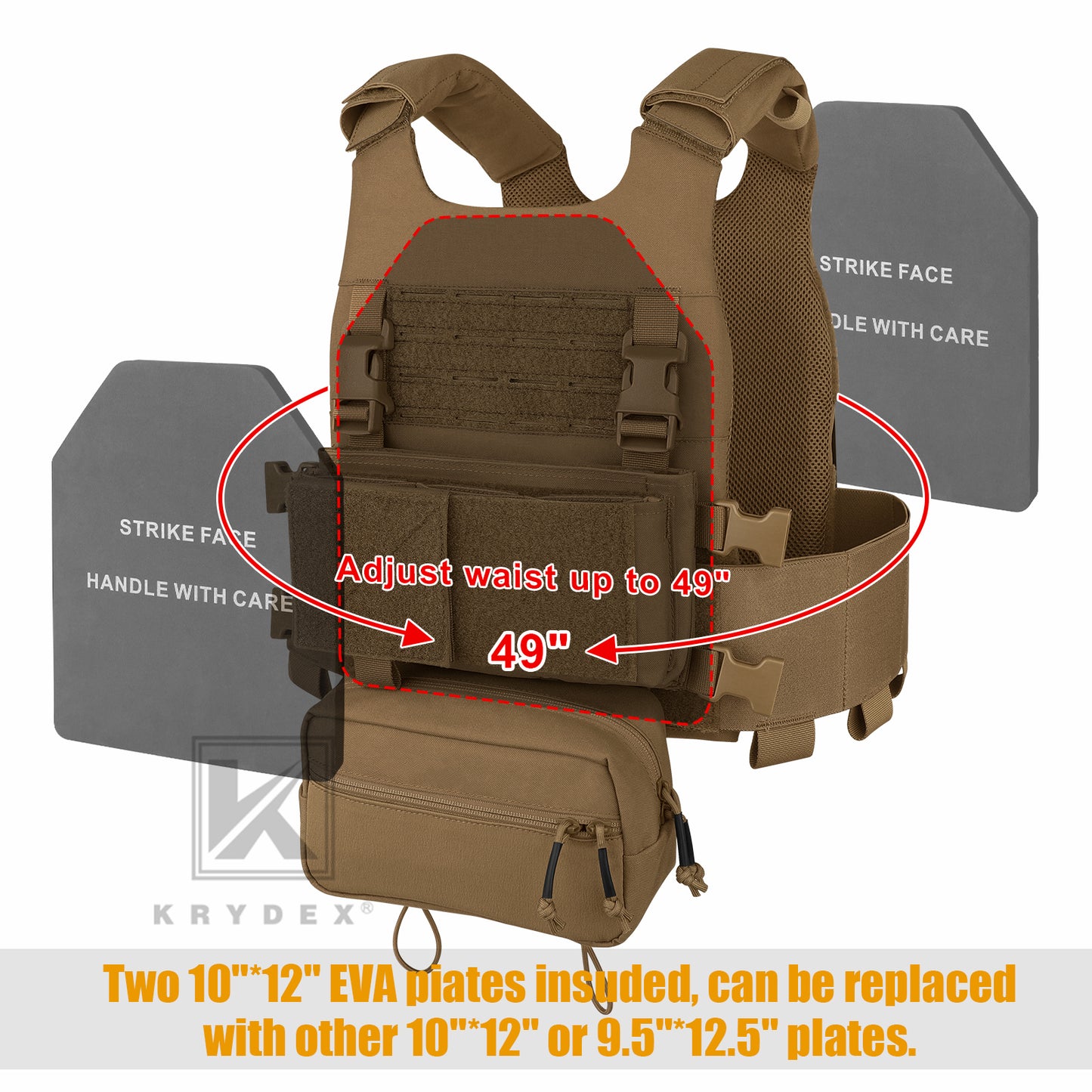 KRYDEX Low Vis Slick Plate Carrier FCS Tactical Molle Vest Elastic Cummerbund Micro Fight MK3 Chassis Drop SACK Pouch