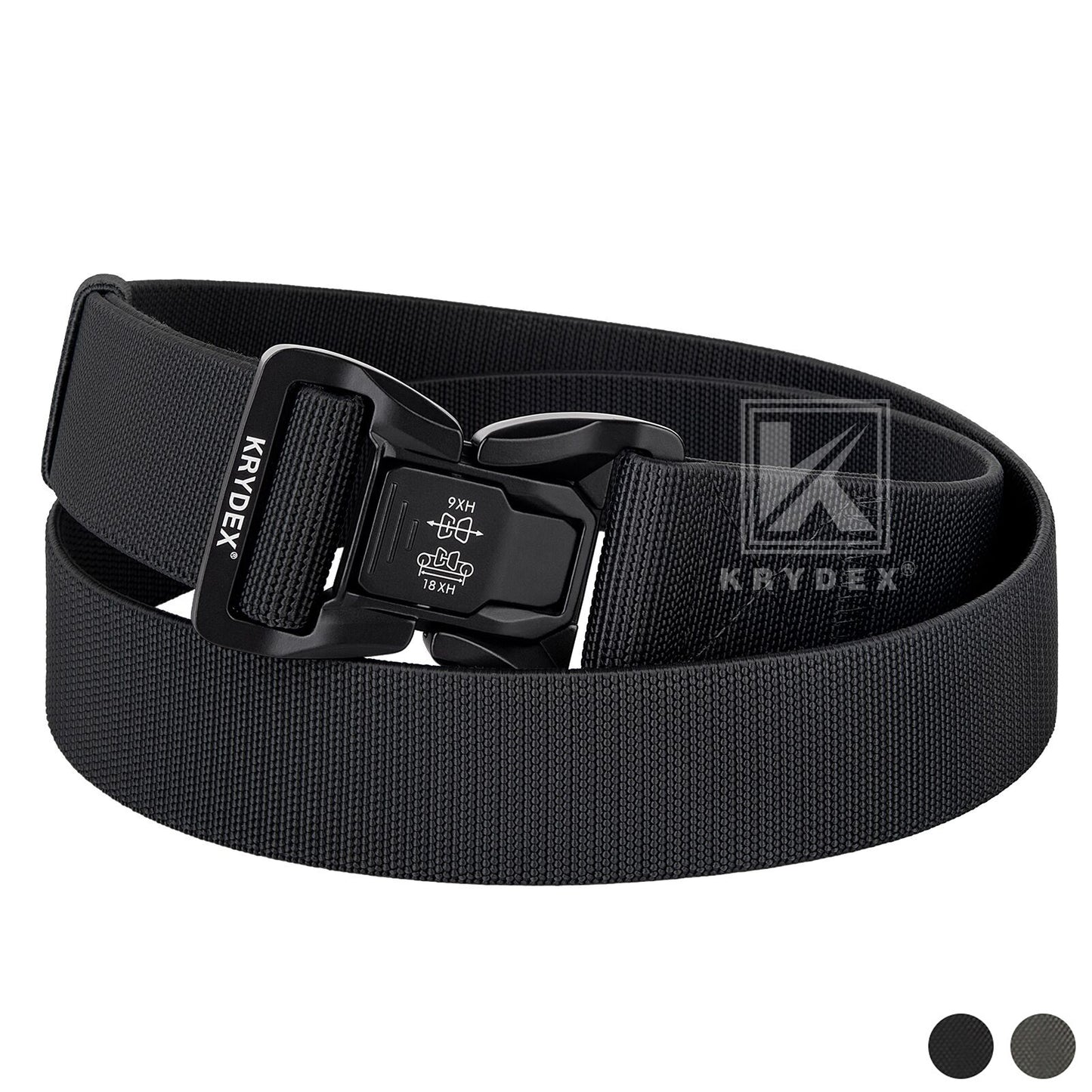 Krydex Tactical Belt 1.5" Stretch Nylon Rigger Belt with Quick Release Buckle Heavy Duty for Work EDC Outdoor Duty Belt