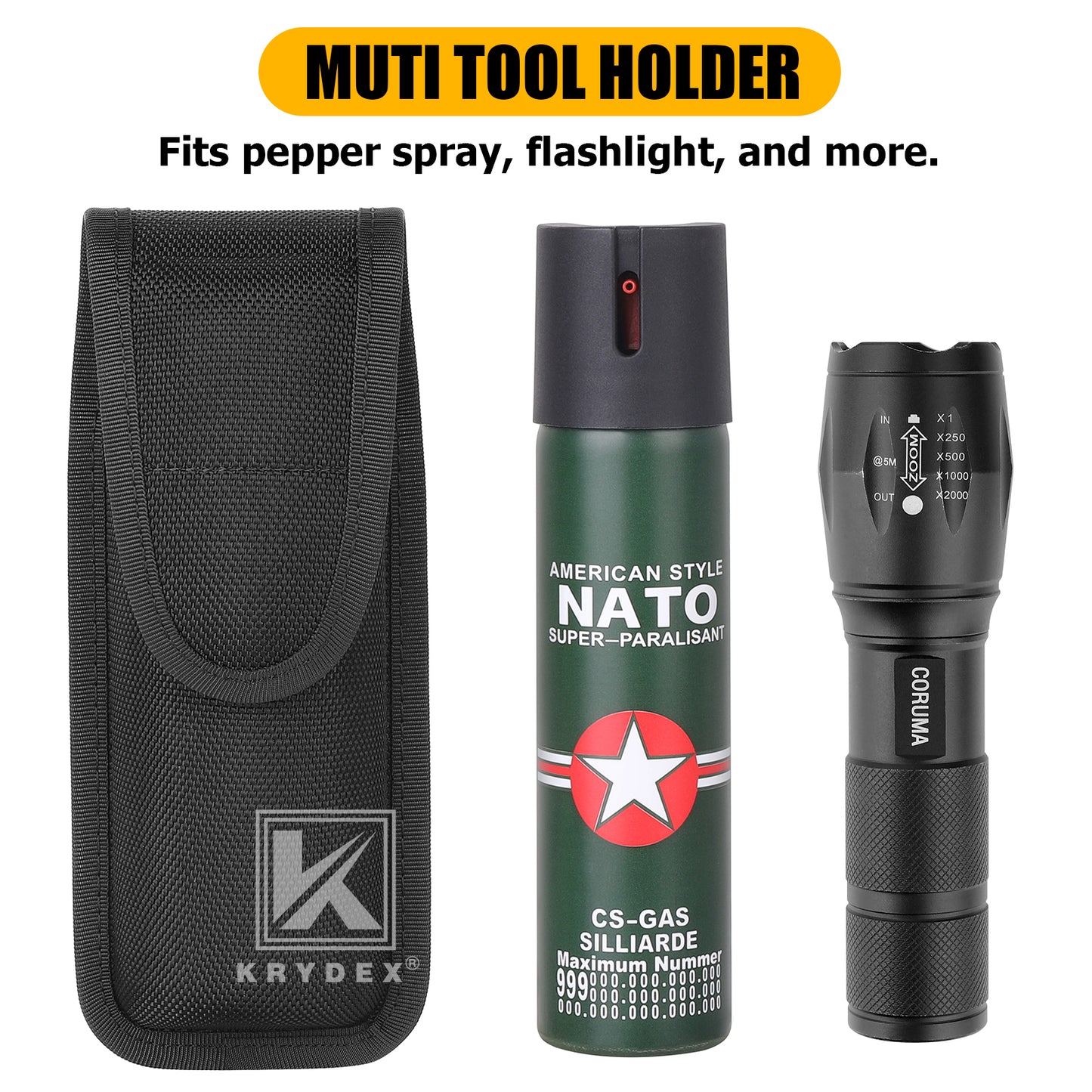 Krydex MK4 Pepper Spray Holder OC Spray Nylon Holster Canisters Pouch for Duty Belt Police Security Law Enforcement Sheriff