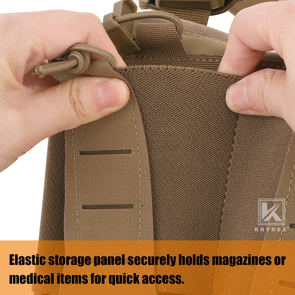 Krydex Tactical Triple Elastic 556 Magazine Pouch Placard GP Pouch Low-Profile Mag Holders for Chest Rig and Vest