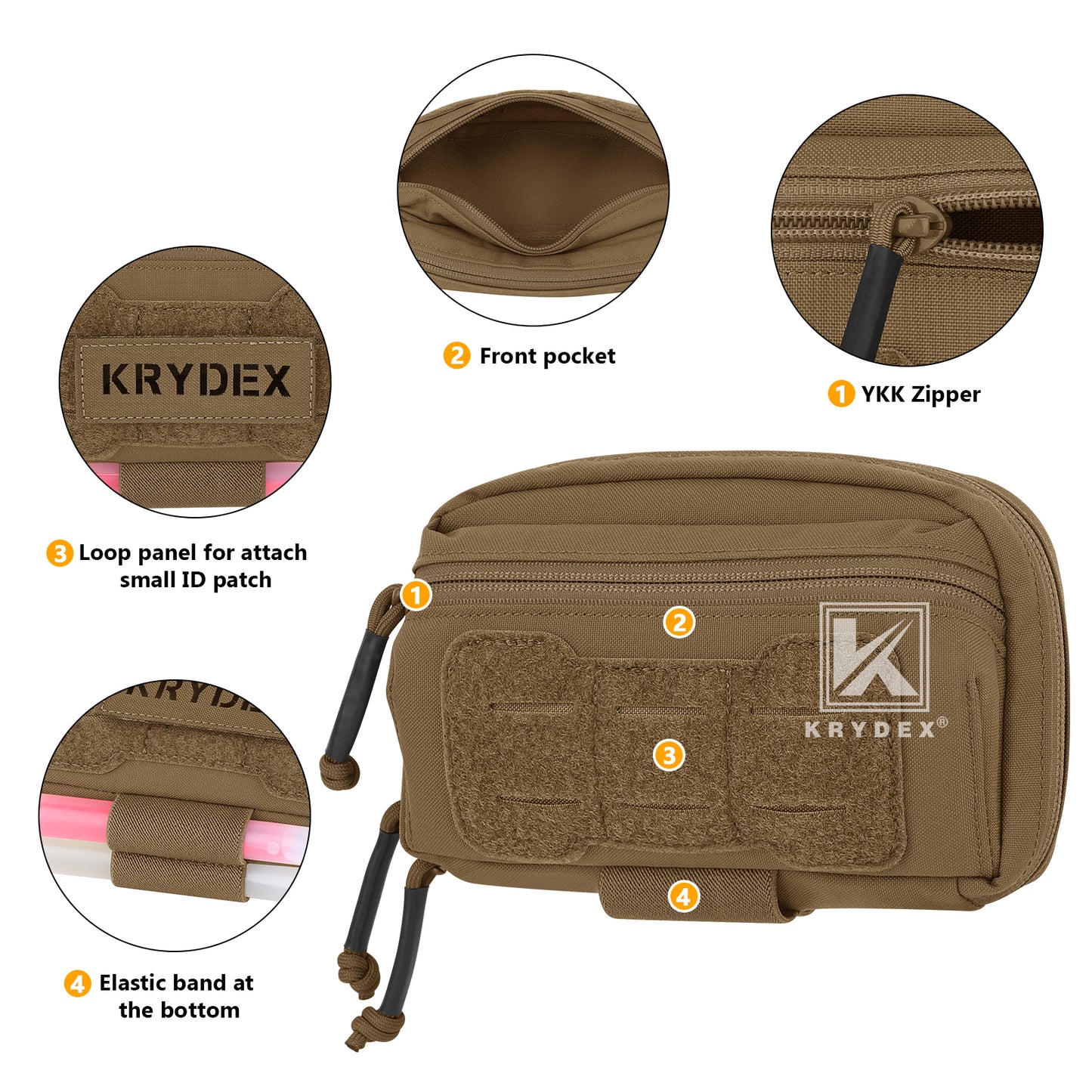 Krydex Tactical Admin Pouch Chest Bag MOLLE Utility Pouch Front Pocket for Vest and Chest Rig