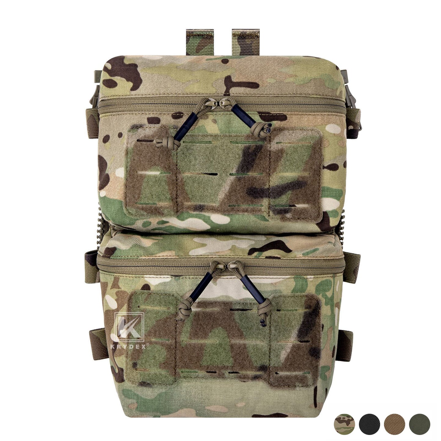 Krydex Tactical Back Panel Double Pouch Assault Zip On Modular Backpack for V5 vest