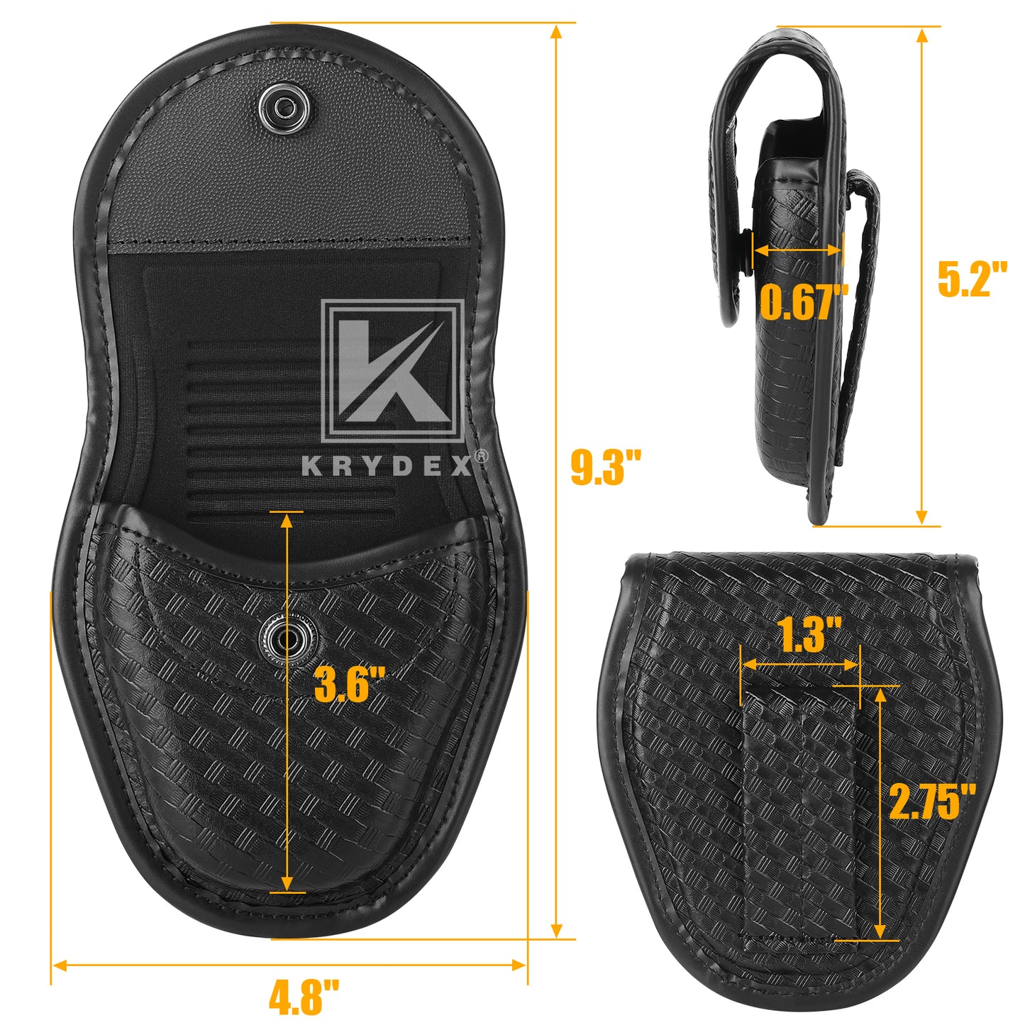 Krydex Hidden Snap Basket weave Handcuff Case Single Handcuff Pouch Fits 2” & 2.25” Duty Belt For Police Law Enforcement & Security Guard Equipment