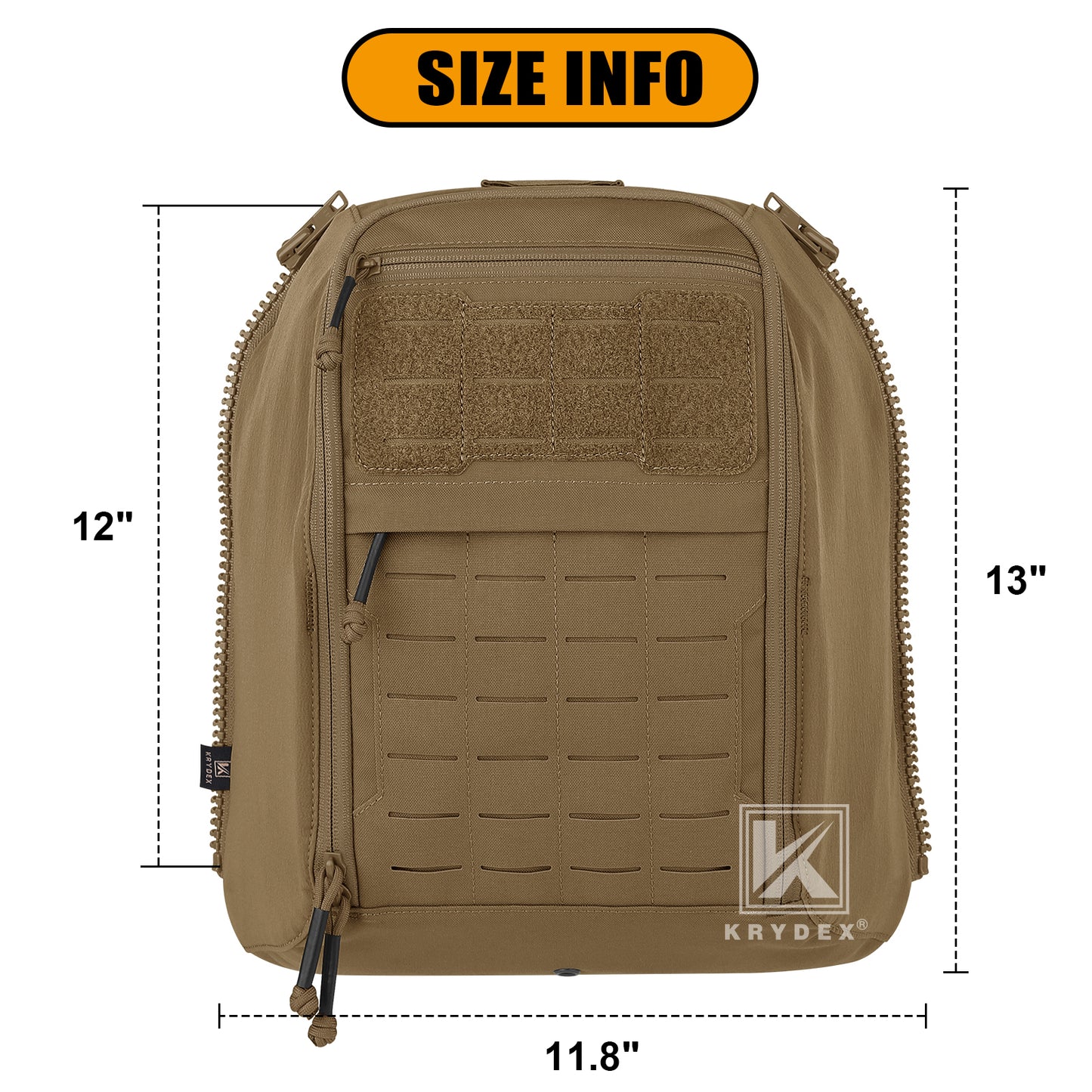 Krydex Tactical Zip-on Back Panel for Scarab Vest MOLLE Helmet Hydration Backpack