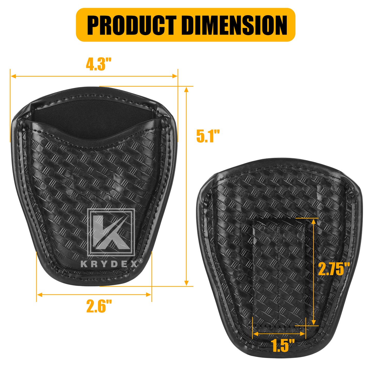 Krydex Open Top Basket weave Handcuff Case for Duty Belt Single Handcuff Pouch Fits 2” & 2.25” Duty Belt For Police Law Enforcement & Security Guard Equipment