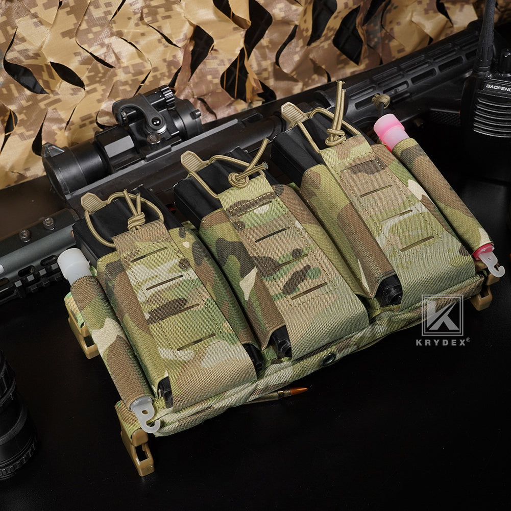 Krydex Tactical Chest Rig Triple Elastic 556 Magazine Pouch Placard GP Pouch Mini Drop Dangler Pouch