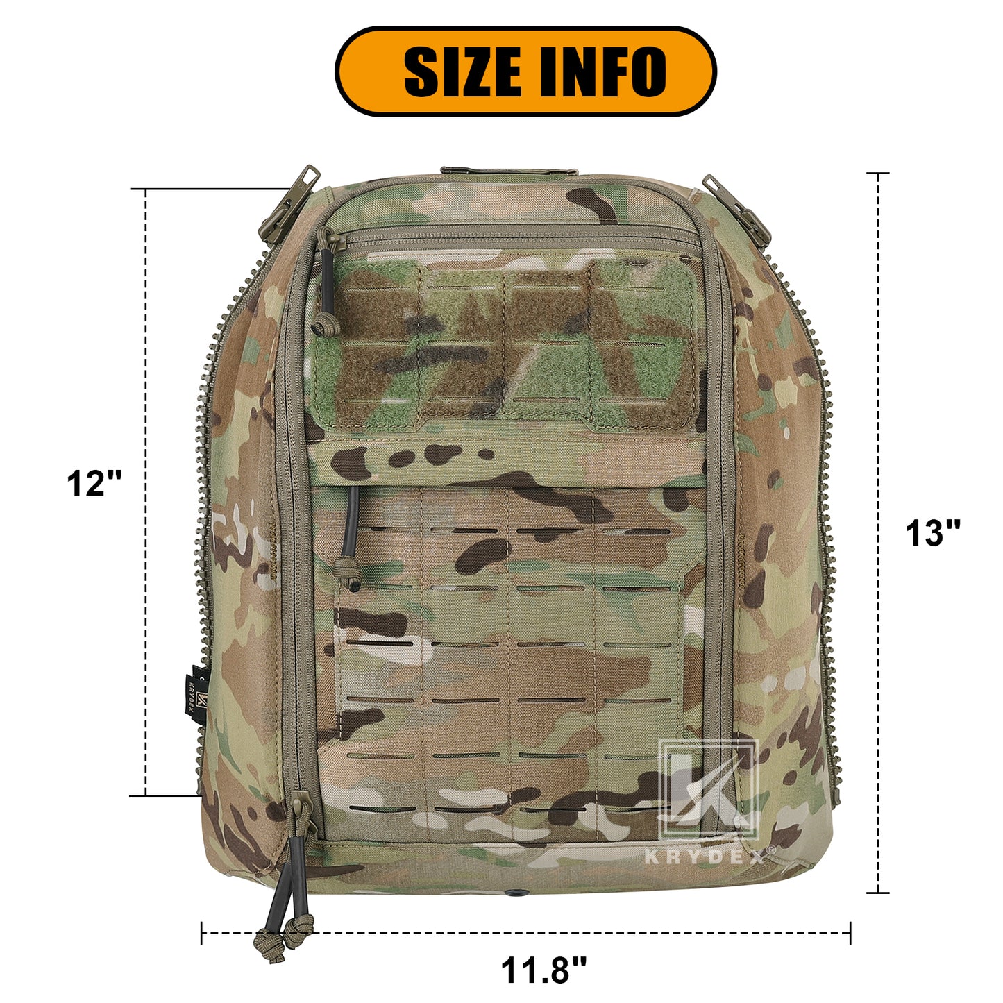 Krydex Tactical Zip-on Back Panel for Scarab Vest MOLLE Helmet Hydration Backpack