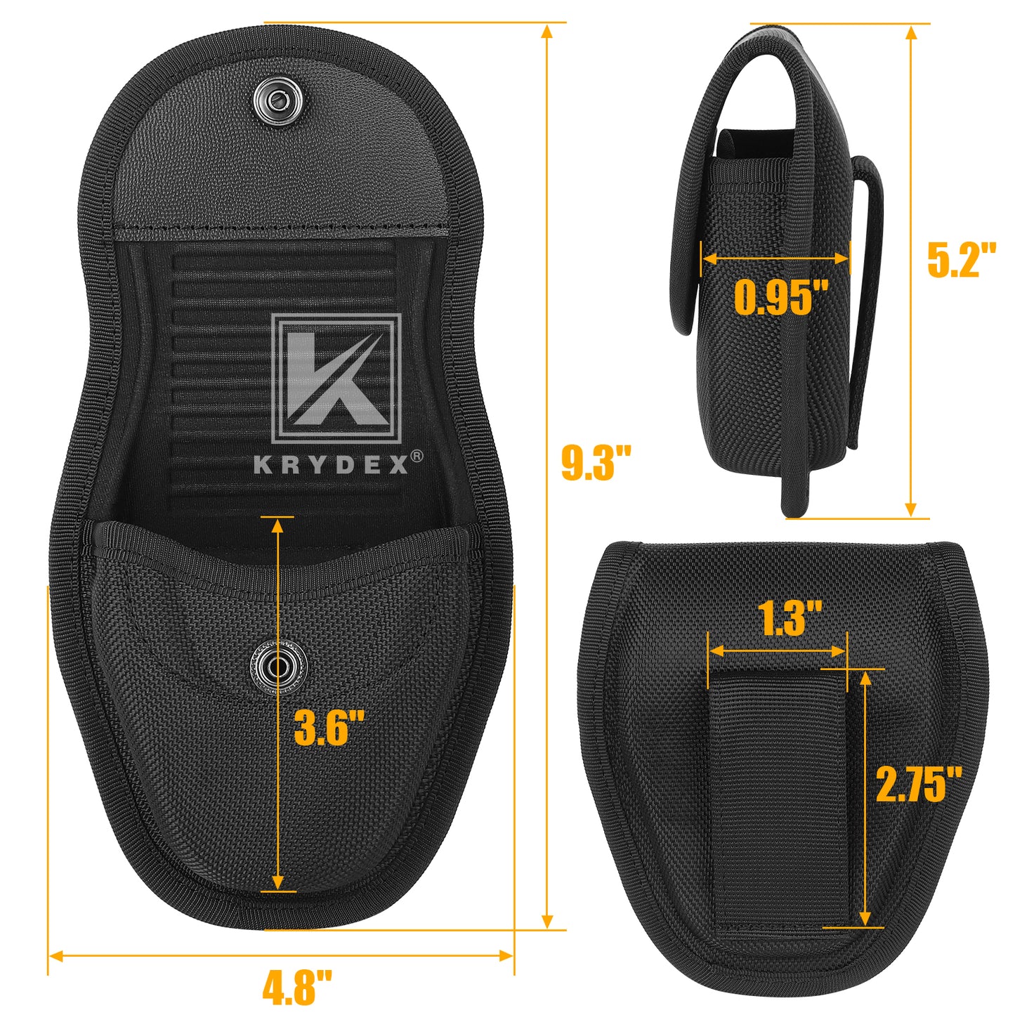 Krydex Hidden Snap Classic Handcuff Case Double Handcuff Pouch Fits 2” & 2.25” Duty Belt For Police Law Enforcement & Security Guard Equipment