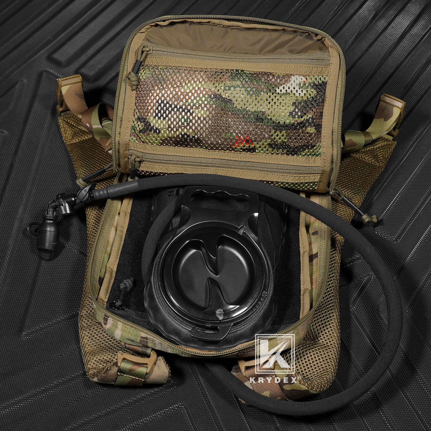 Krydex Tactical Hydration Pack 1.5L 50oz Water Bladder Carrier MOLLE for vest Hydro Backpack