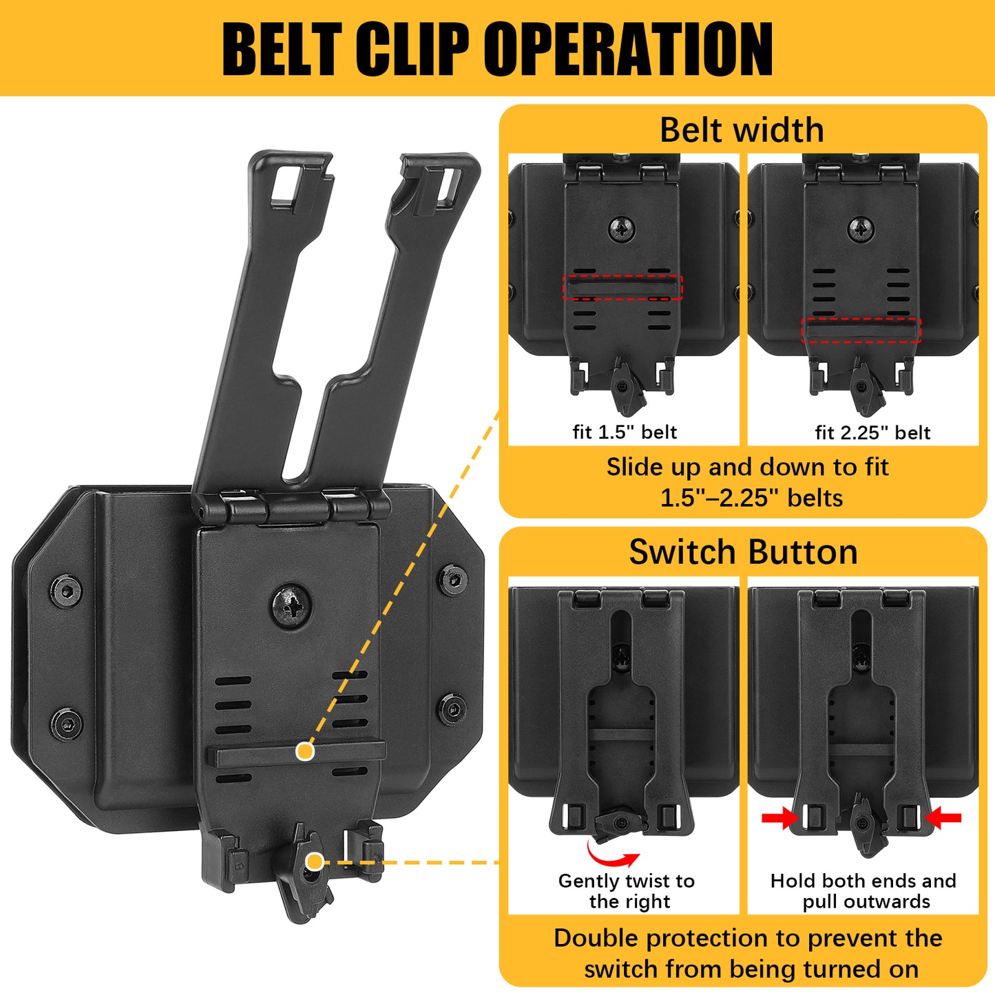 Krydex 9mm Double Stack Magazine Pouch 360° Rotatable Clip Fits 9mm/.40/.45 Double-Stack Mags Adjustable Retention Dual-Lock Mount for 1.5"-2.25" Belts & MOLLE