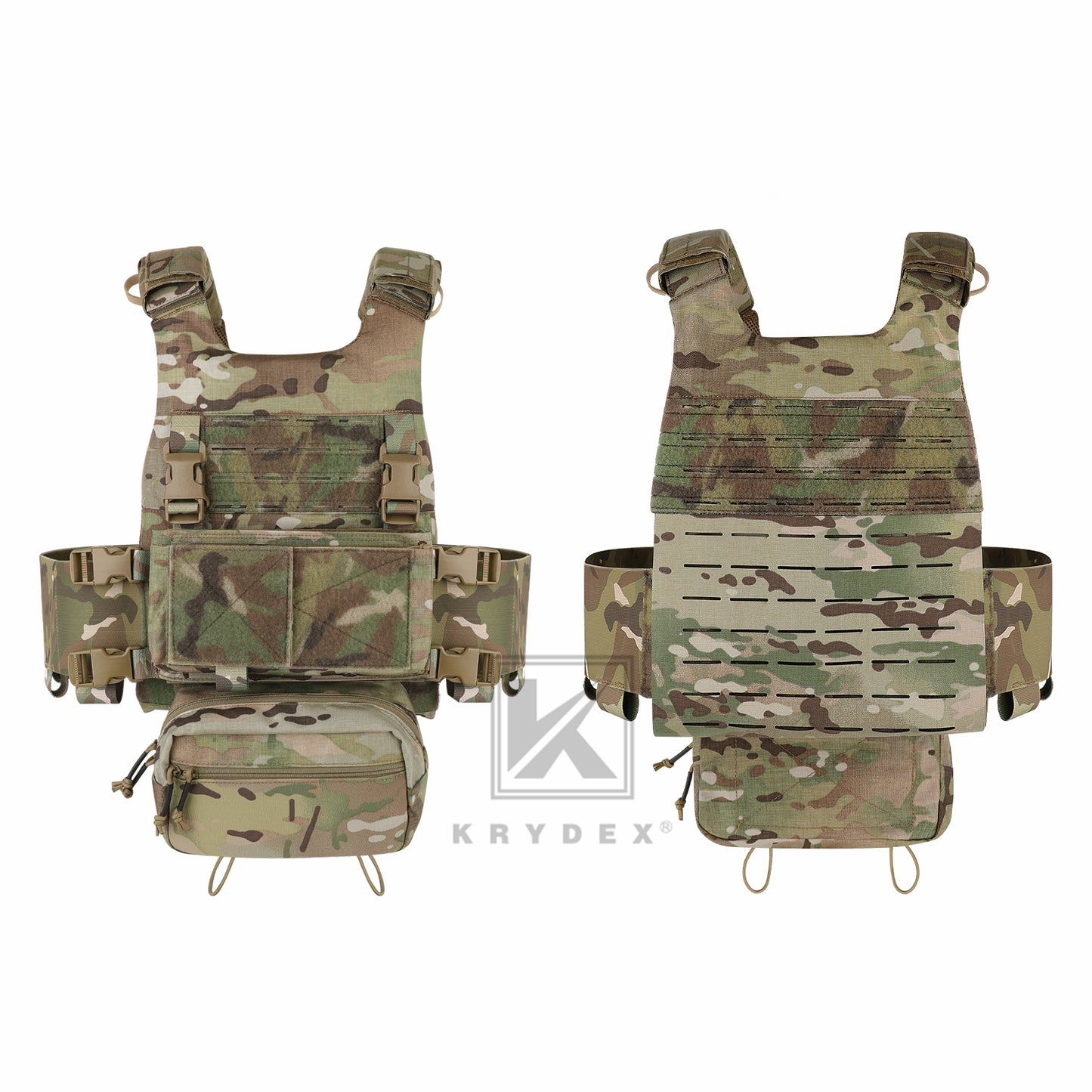 KRYDEX Low Vis Slick Plate Carrier FCS Tactical Molle Vest Elastic Cummerbund Micro Fight MK3 Chassis Drop SACK Pouch