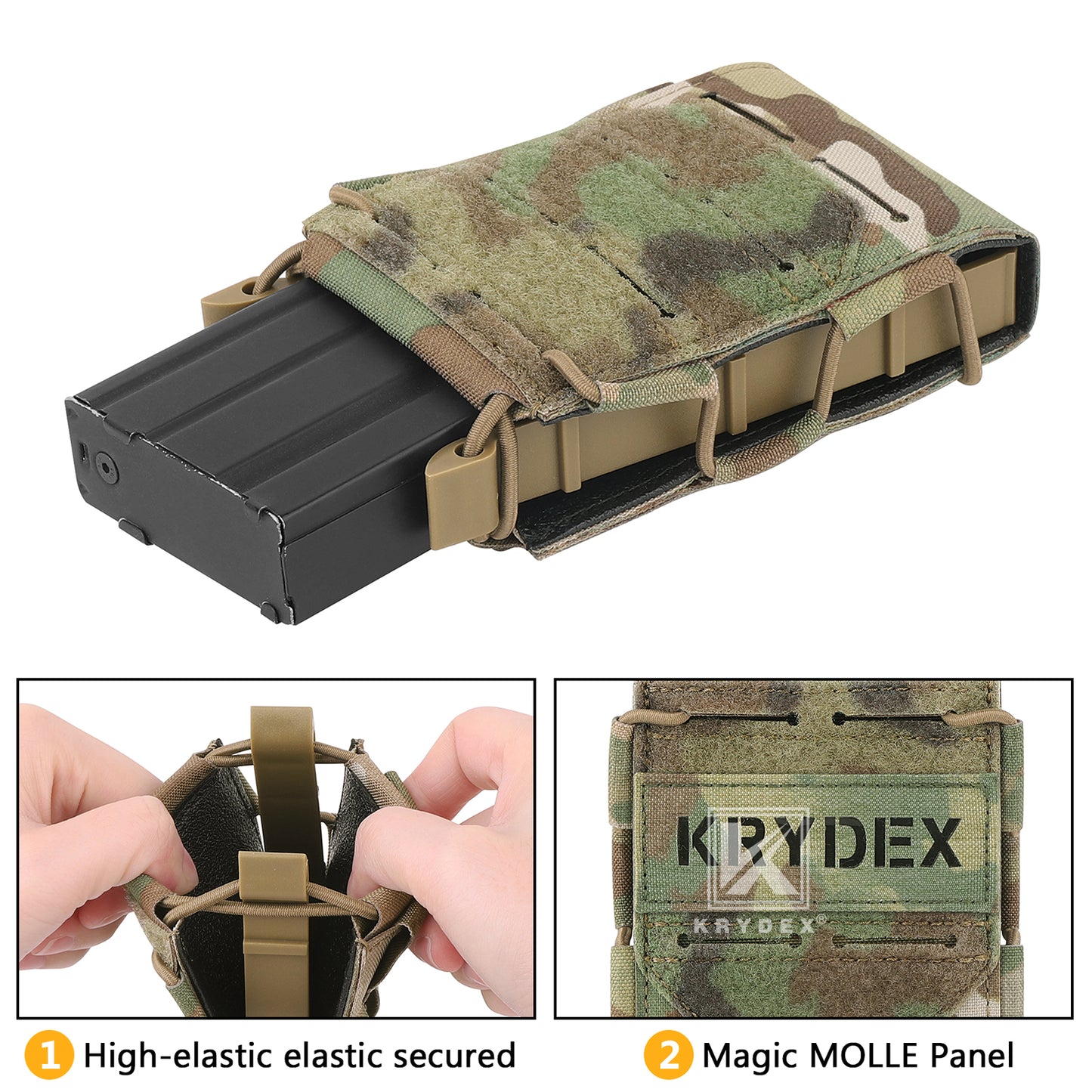 Krydex Tactical 556 Magazine Pouch Open Top Rifle Mag Carrier Rapid Access MOLLE Compatible