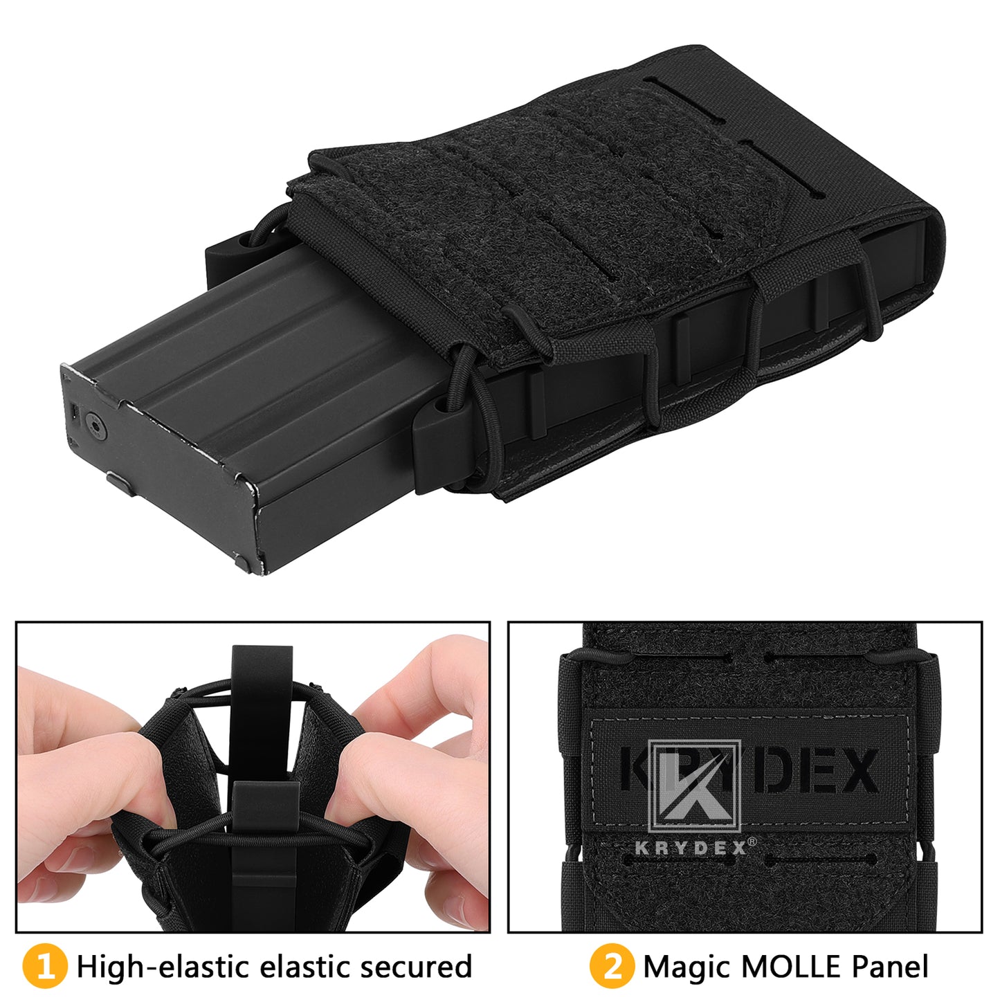 Krydex Tactical 556 Magazine Pouch Open Top Rifle Mag Carrier Rapid Access MOLLE Compatible