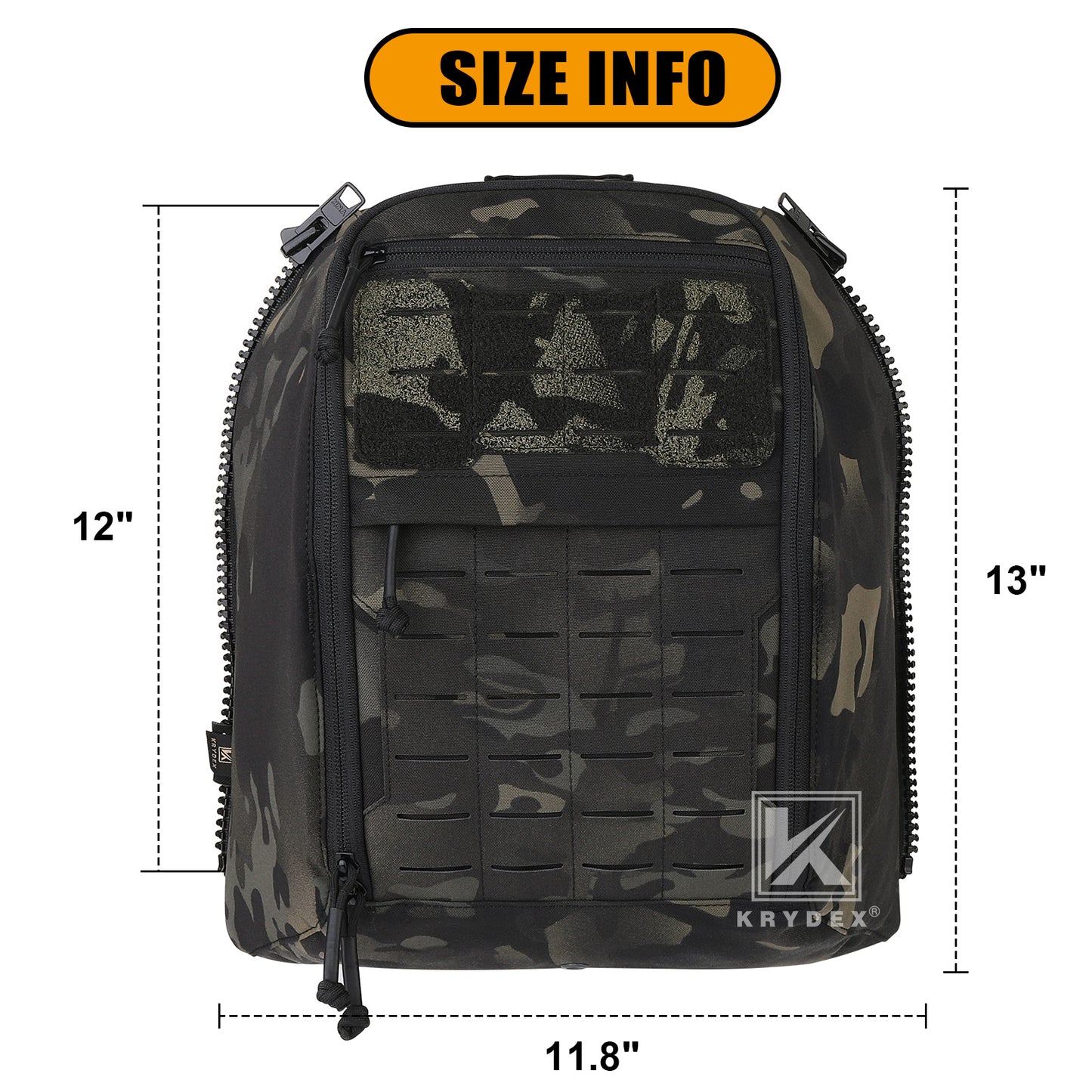 Krydex Tactical Zip-on Back Panel for Scarab Vest MOLLE Helmet Hydration Backpack