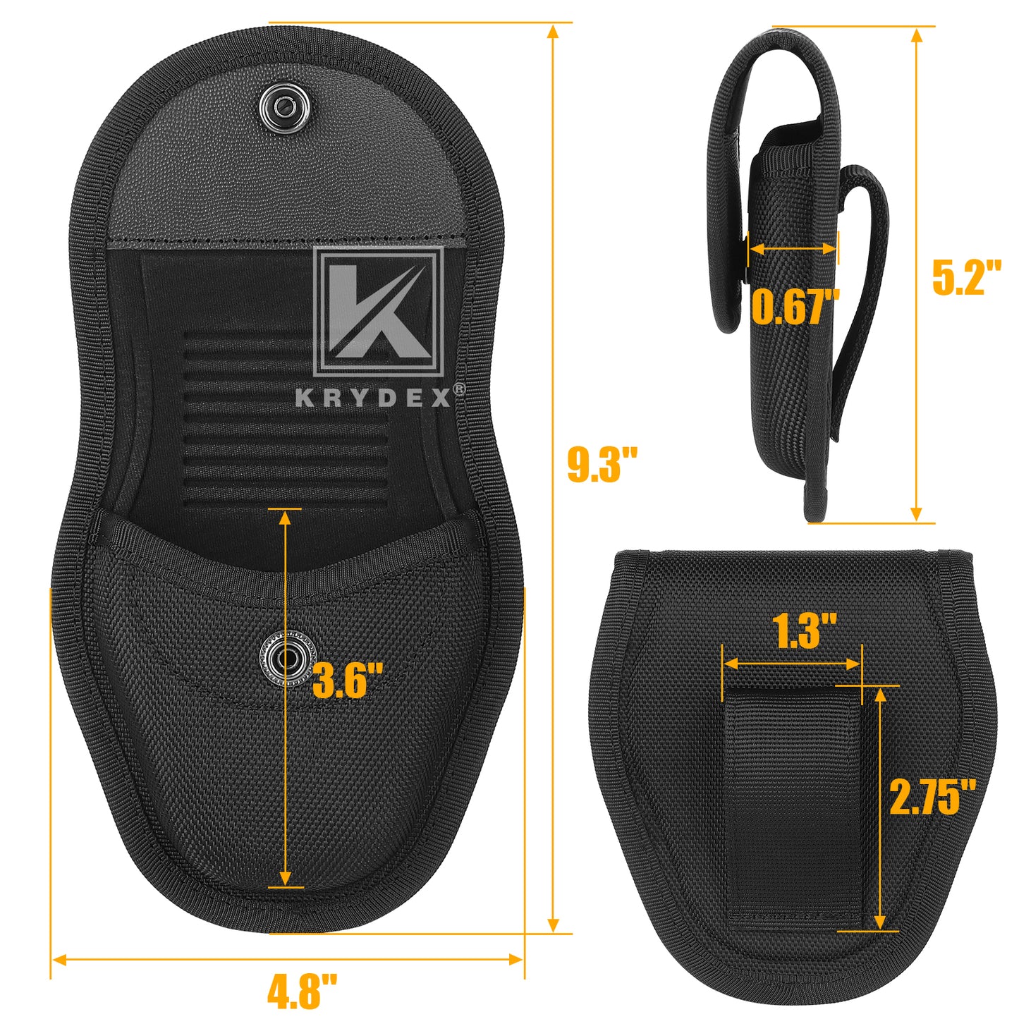 Krydex Hidden Snap Classic Handcuff Case Single Handcuff Pouch Fits 2” & 2.25” Duty Belt For Police Law Enforcement & Security Guard Equipment