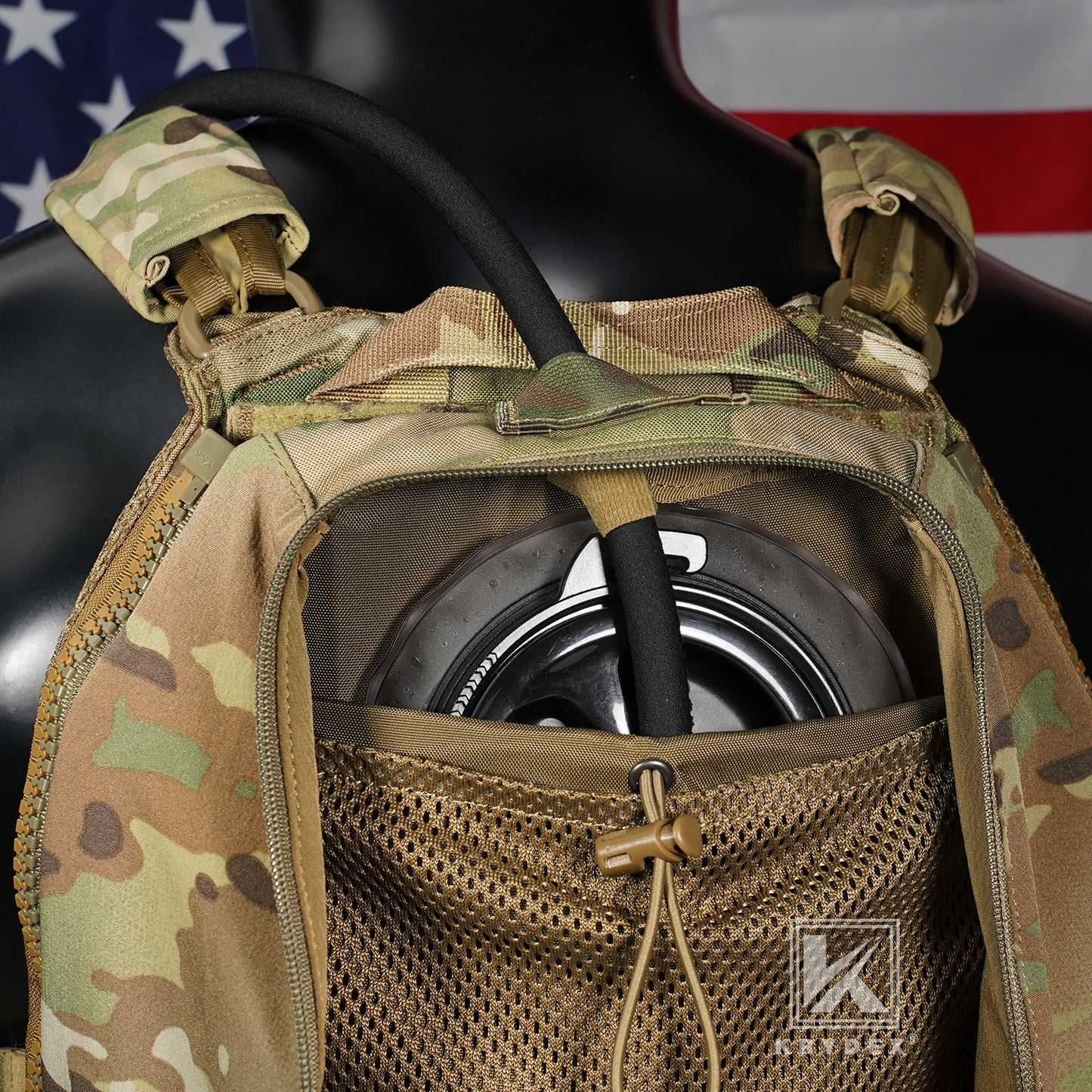 Krydex Tactical Zip-on Back Panel for Scarab Vest MOLLE Helmet Hydration Backpack