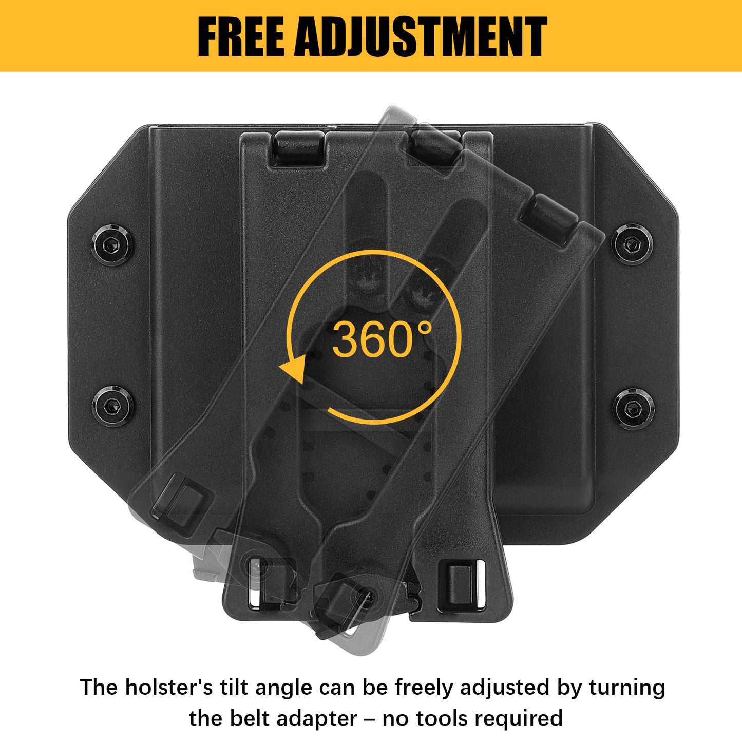 Krydex 9mm Double Stack Magazine Pouch 360° Rotatable Clip Fits 9mm/.40/.45 Double-Stack Mags Adjustable Retention Dual-Lock Mount for 1.5"-2.25" Belts & MOLLE