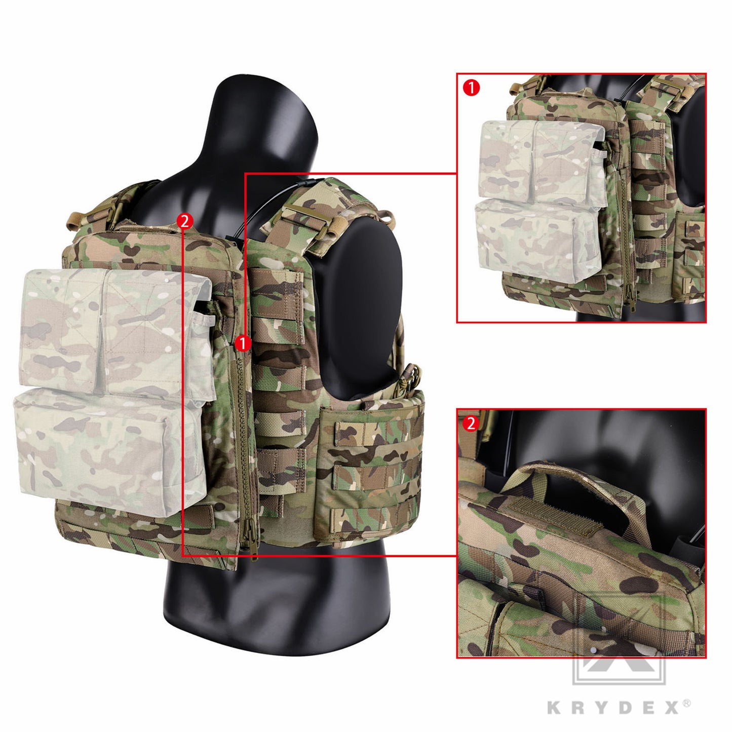 KRYDEX Tactical Plate Carrier Heavy Duty Modular MOLLE Vest