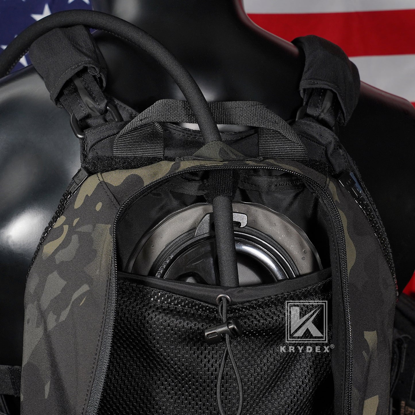 Krydex Tactical Zip-on Back Panel for Scarab Vest MOLLE Helmet Hydration Backpack