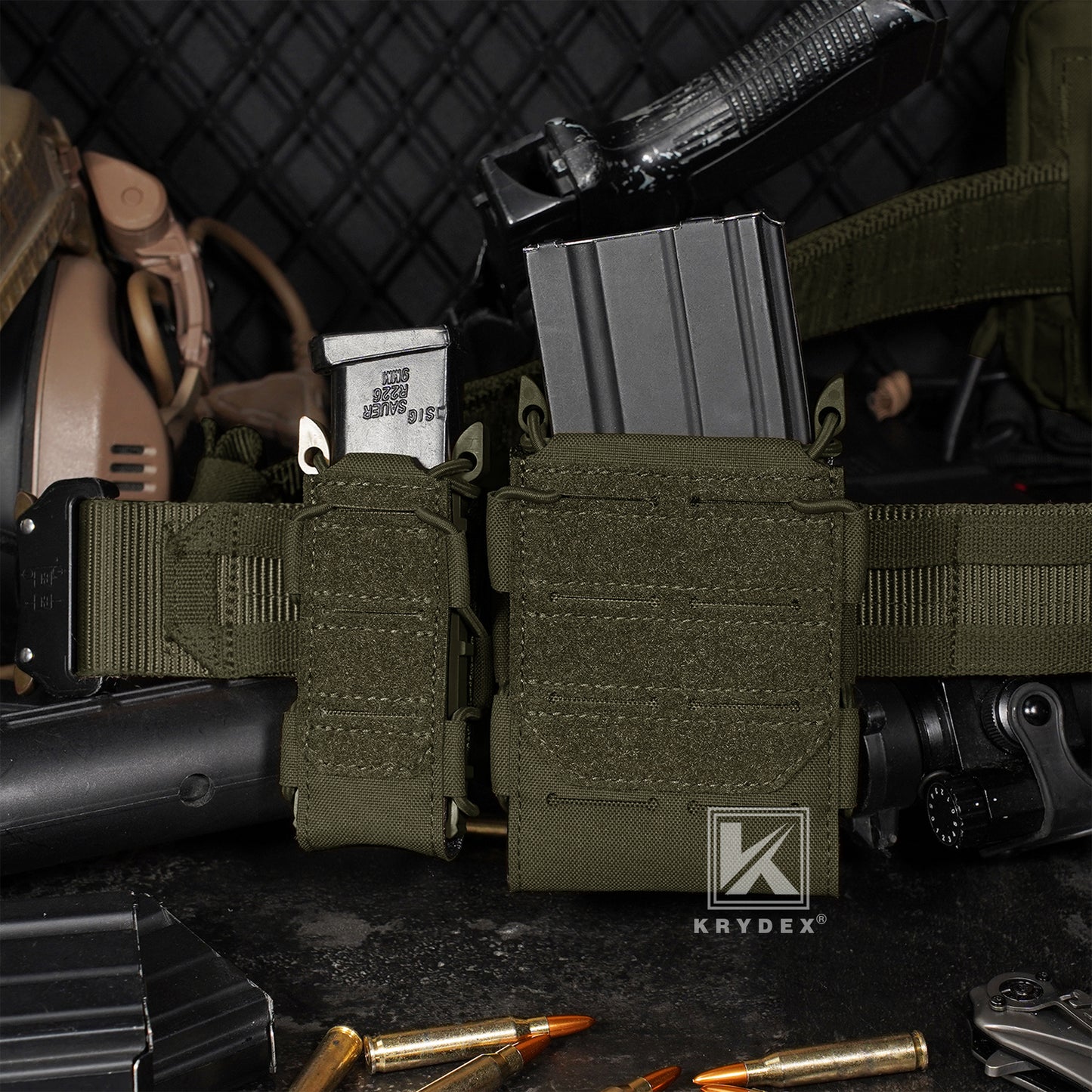 Krydex Tactical 556 Magazine Pouch Open Top Rifle Mag Carrier Rapid Access MOLLE Compatible