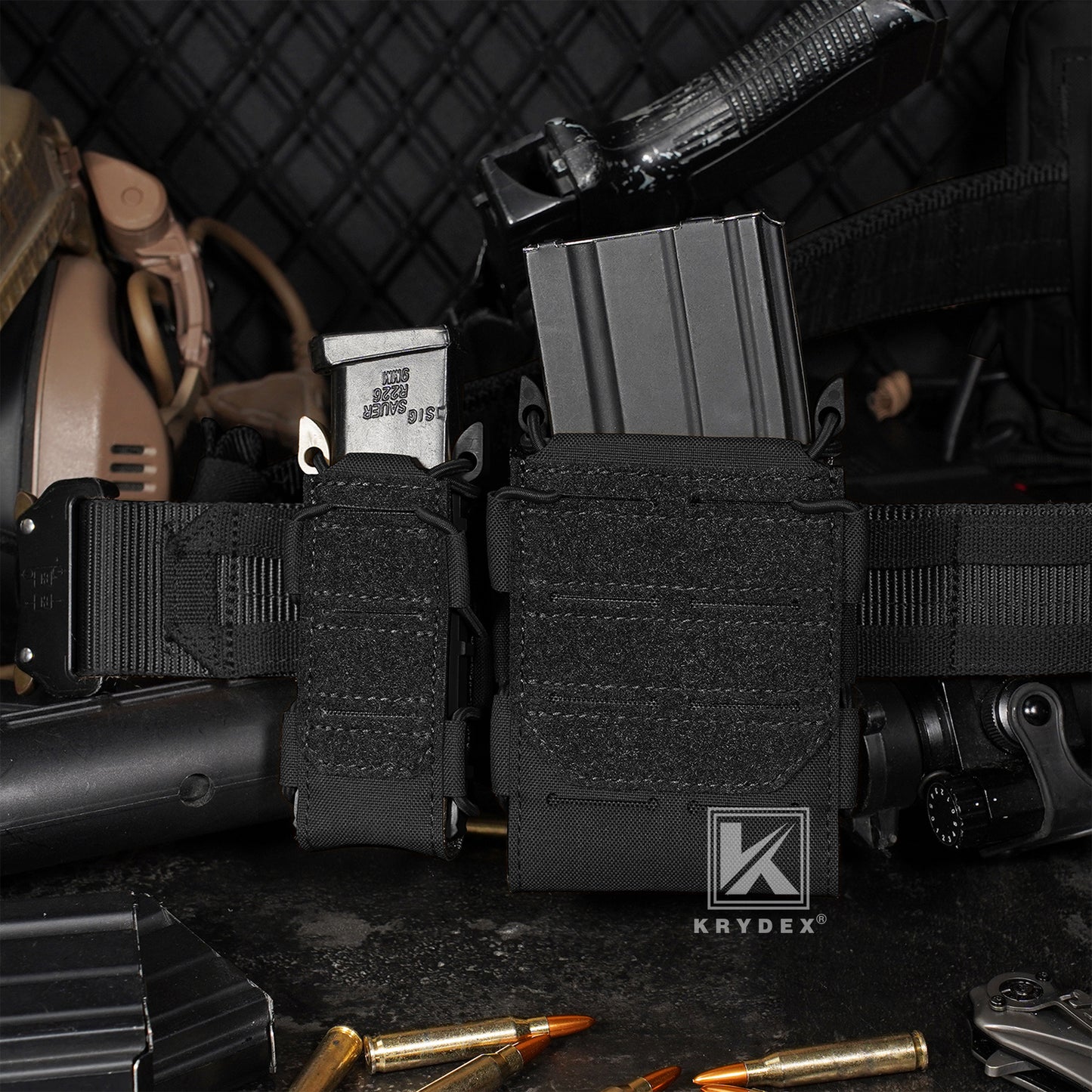 Krydex Tactical 556 Magazine Pouch Open Top Rifle Mag Carrier Rapid Access MOLLE Compatible