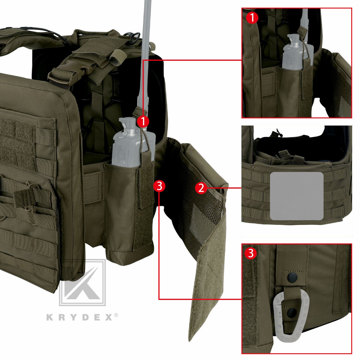 KRYDEX Tactical CPC Plate Carrier Heavy Duty Modular MOLLE Vest