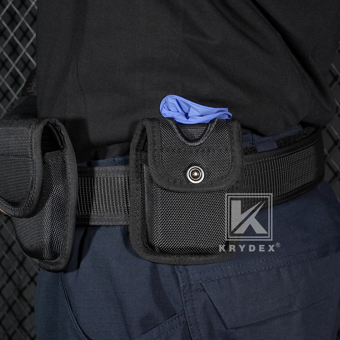 Krydex Glove Holder Nylon Molded Pager Pouch Latex Nitrile Disposable Gloves Pouch Fits 2" & 2.25" Duty Belt For Police Firefighter Law enforcement EMT Paramedic First Responders