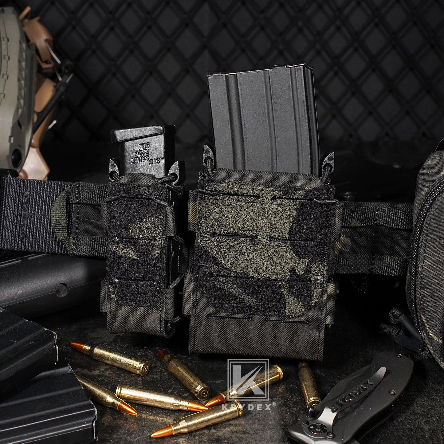 Krydex Tactical 556 Magazine Pouch Open Top Rifle Mag Carrier Rapid Access MOLLE Compatible