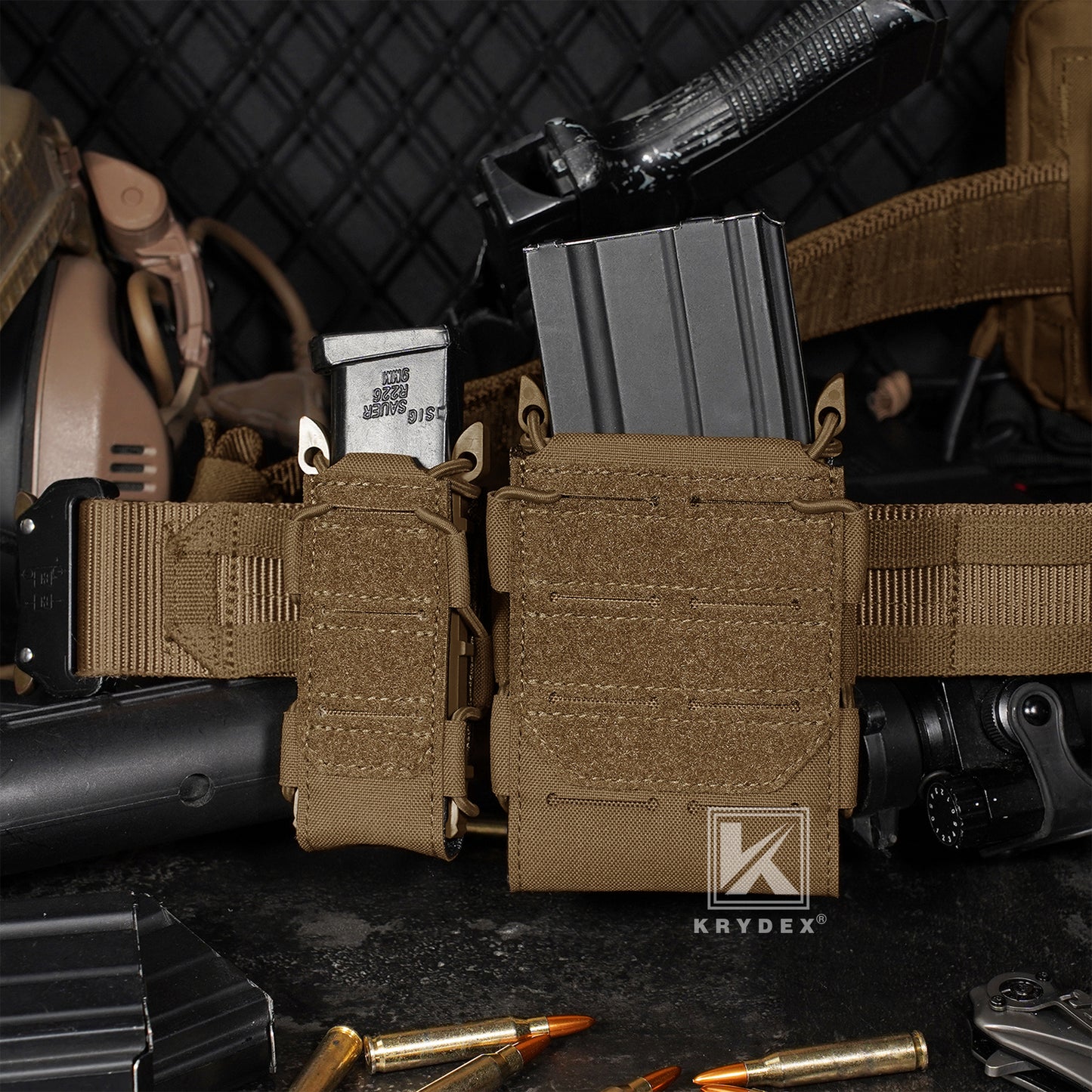 Krydex Tactical 556 Magazine Pouch Open Top Rifle Mag Carrier Rapid Access MOLLE Compatible