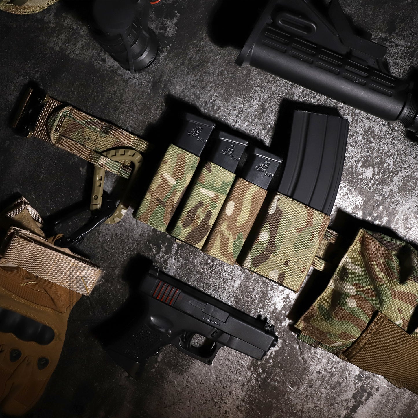 KRYDEX Tactical 9mm Single Pistol Magazine Pouch Mag Holder Duty Belt MOLLE Compatible