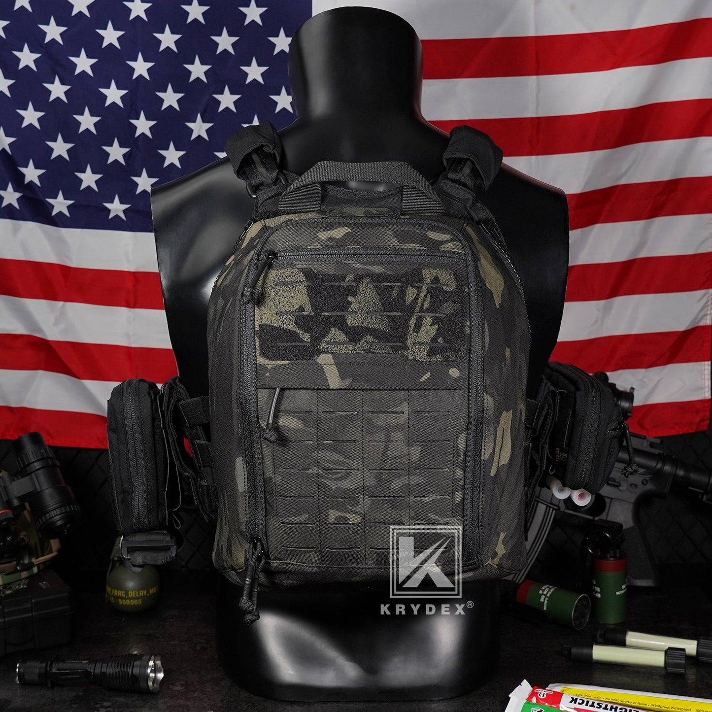 Krydex Tactical Zip-on Back Panel for Scarab Vest MOLLE Helmet Hydration Backpack