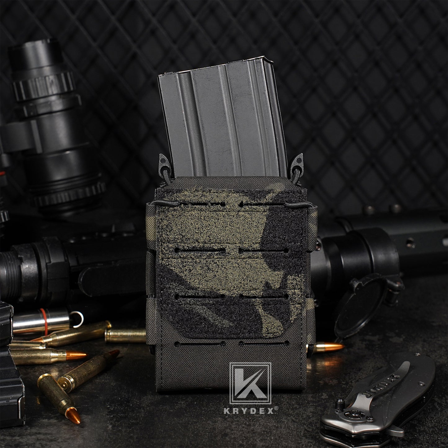 Krydex Tactical 556 Magazine Pouch Open Top Rifle Mag Carrier Rapid Access MOLLE Compatible