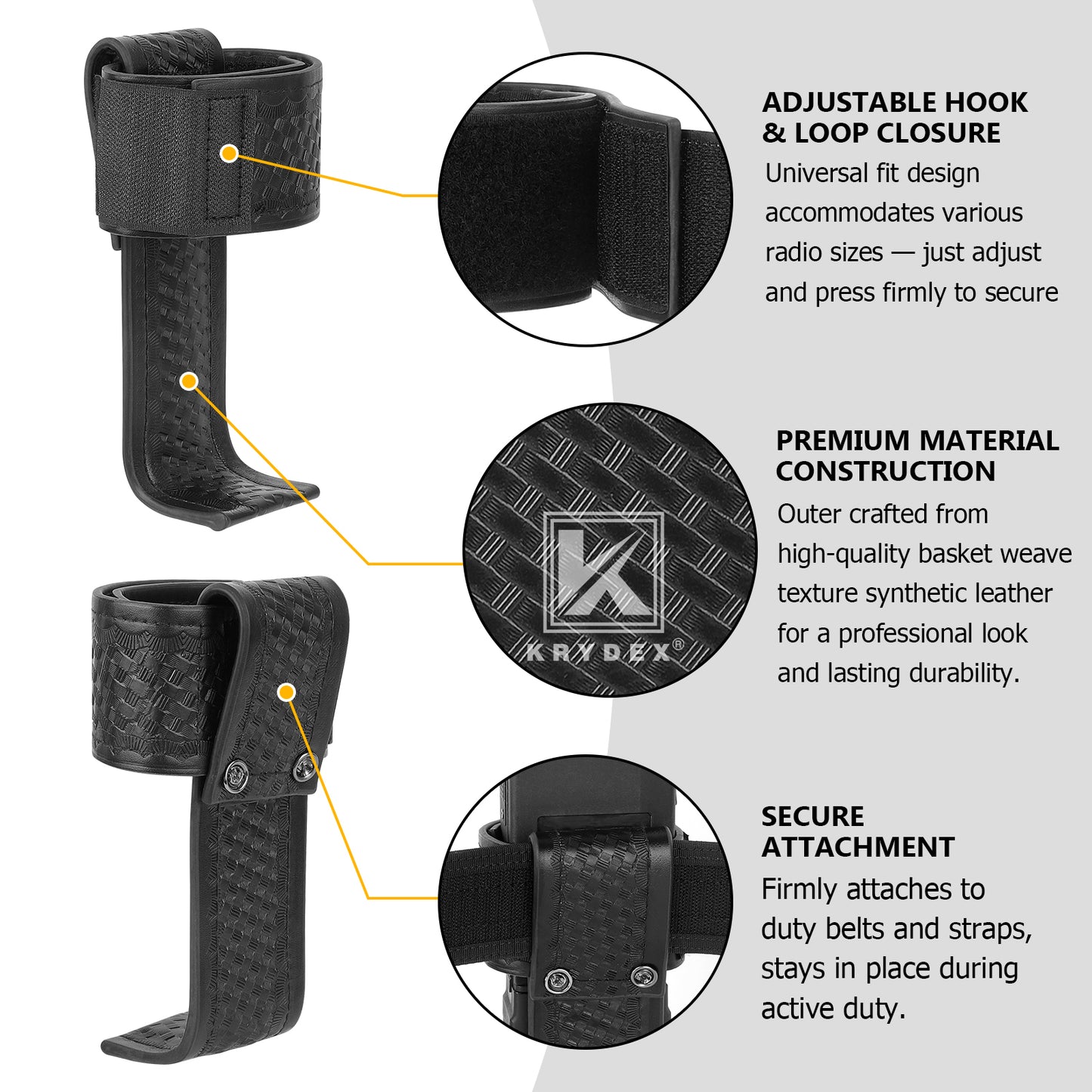 Krydex L-Style Universal Radio Holster Basketweave Two Way Radio Case Holder Fits For Motorola Kenwood 2” & 2.25” Duty Belt Carrier for First Responders