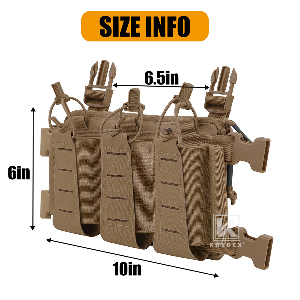 Krydex Tactical Triple Elastic 556 Magazine Pouch Placard GP Pouch Low-Profile Mag Holders for Chest Rig and Vest