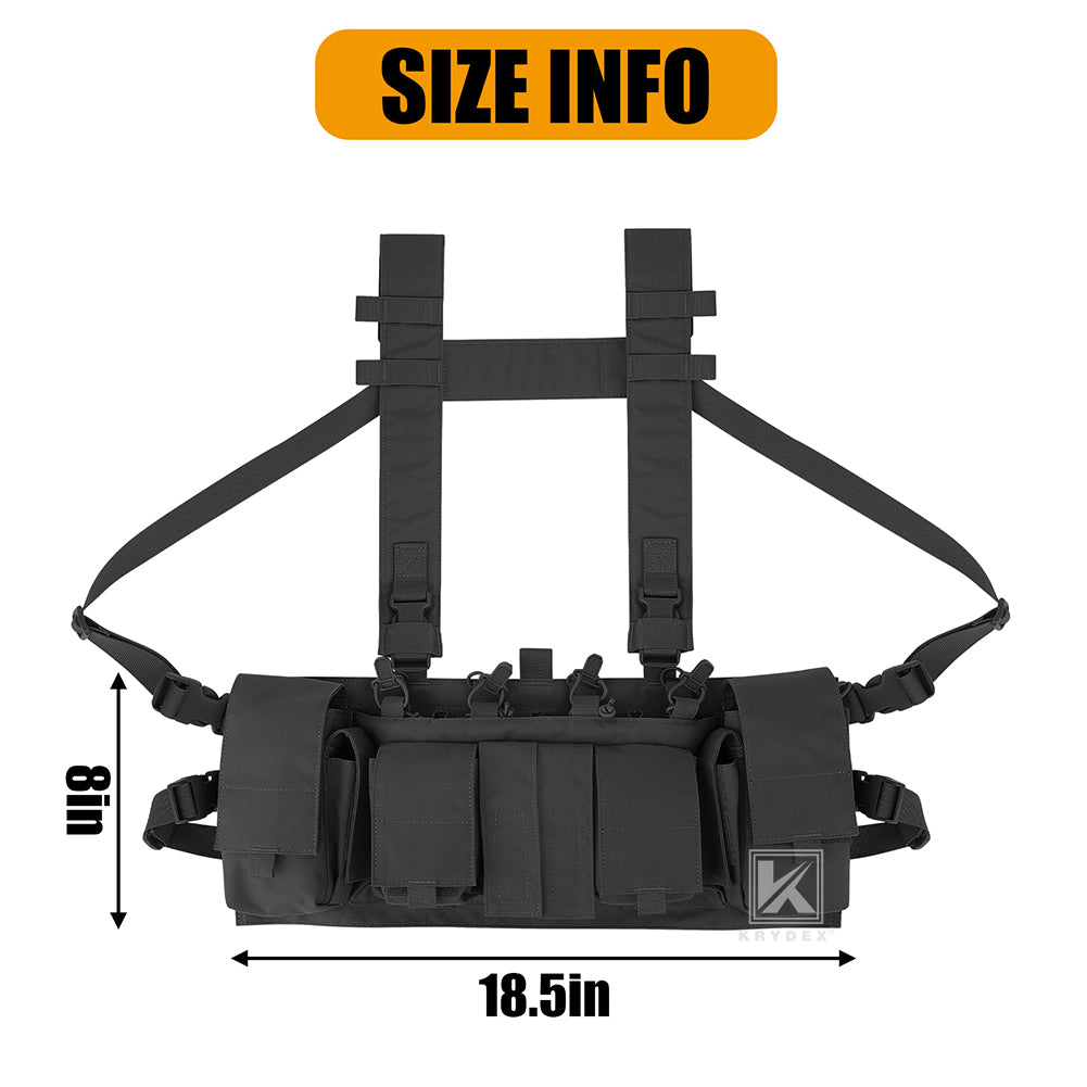 Krydex Tactical Chest Rig UW Gen IV Low Profile Micro Fight Rigs Carrier 556 9mm GP Pouch H Harness