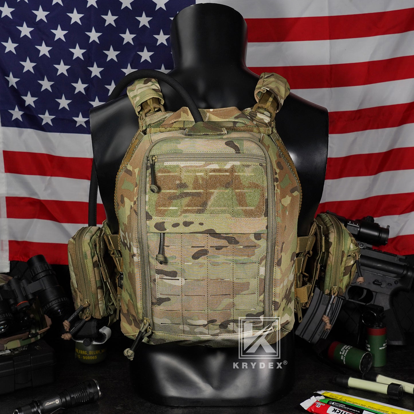 Krydex Tactical Zip-on Back Panel for Scarab Vest MOLLE Helmet Hydration Backpack