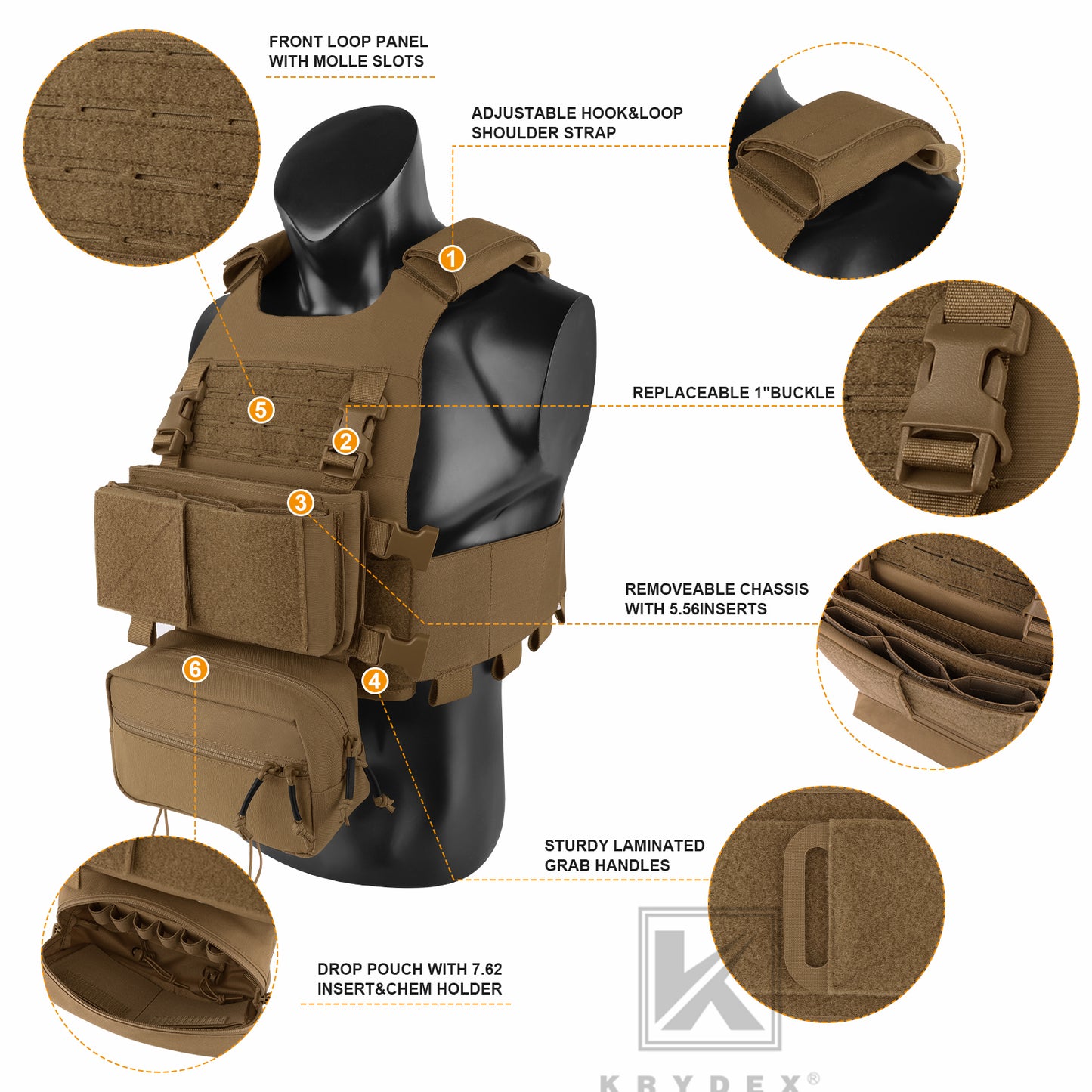 KRYDEX Low Vis Slick Plate Carrier FCS Tactical Molle Vest Elastic Cummerbund Micro Fight MK3 Chassis Drop SACK Pouch