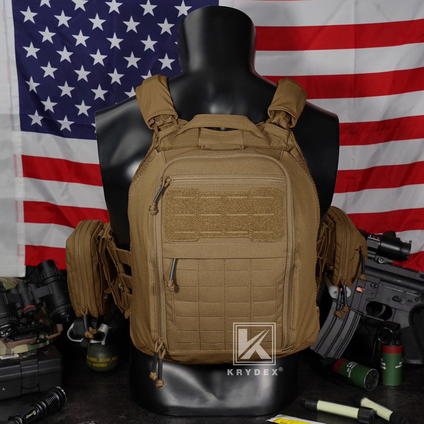 Krydex Tactical Zip-on Back Panel for Scarab Vest MOLLE Helmet Hydration Backpack