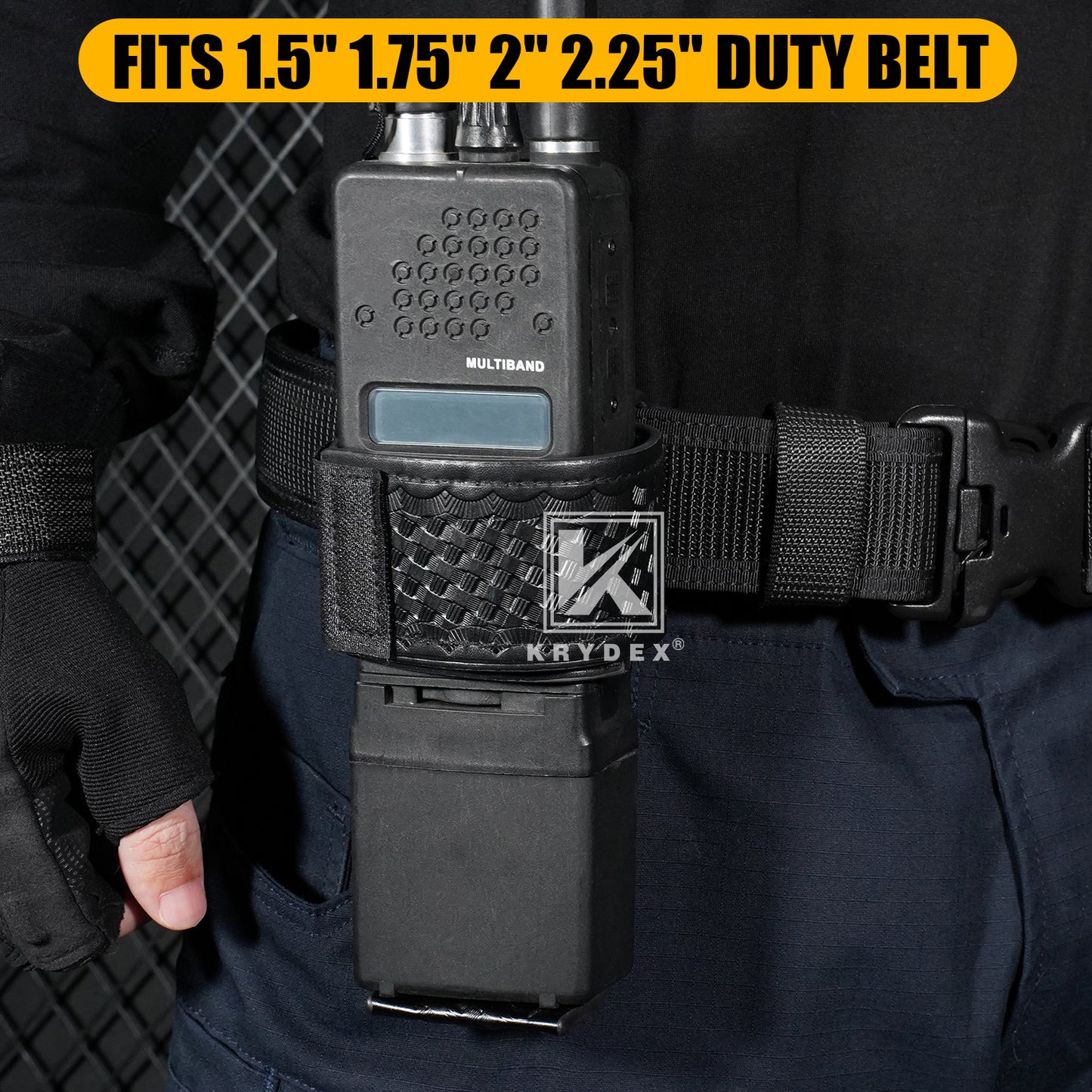 Krydex L-Style Universal Radio Holster Basketweave Two Way Radio Case Holder Fits For Motorola Kenwood 2” & 2.25” Duty Belt Carrier for First Responders