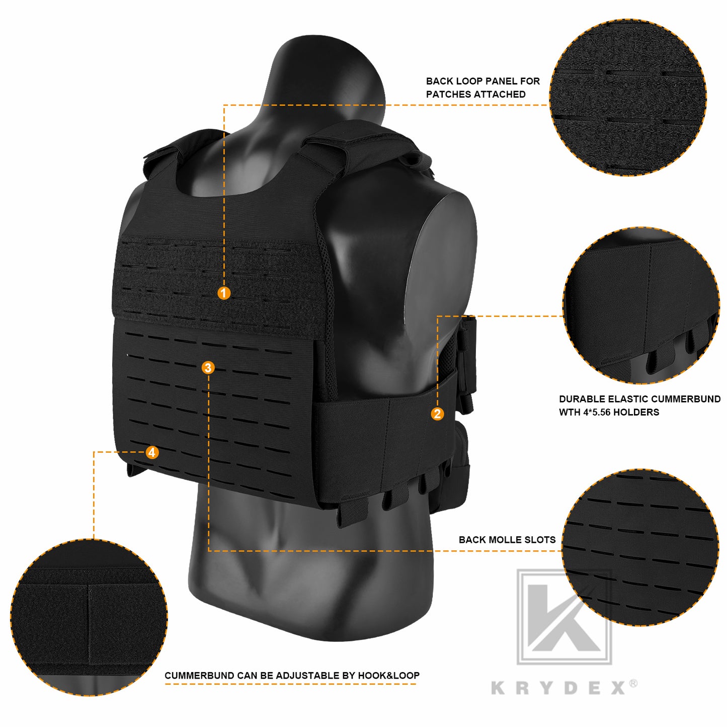 KRYDEX Low Vis Slick Plate Carrier FCS Tactical Molle Vest Elastic Cummerbund Micro Fight MK3 Chassis Drop SACK Pouch