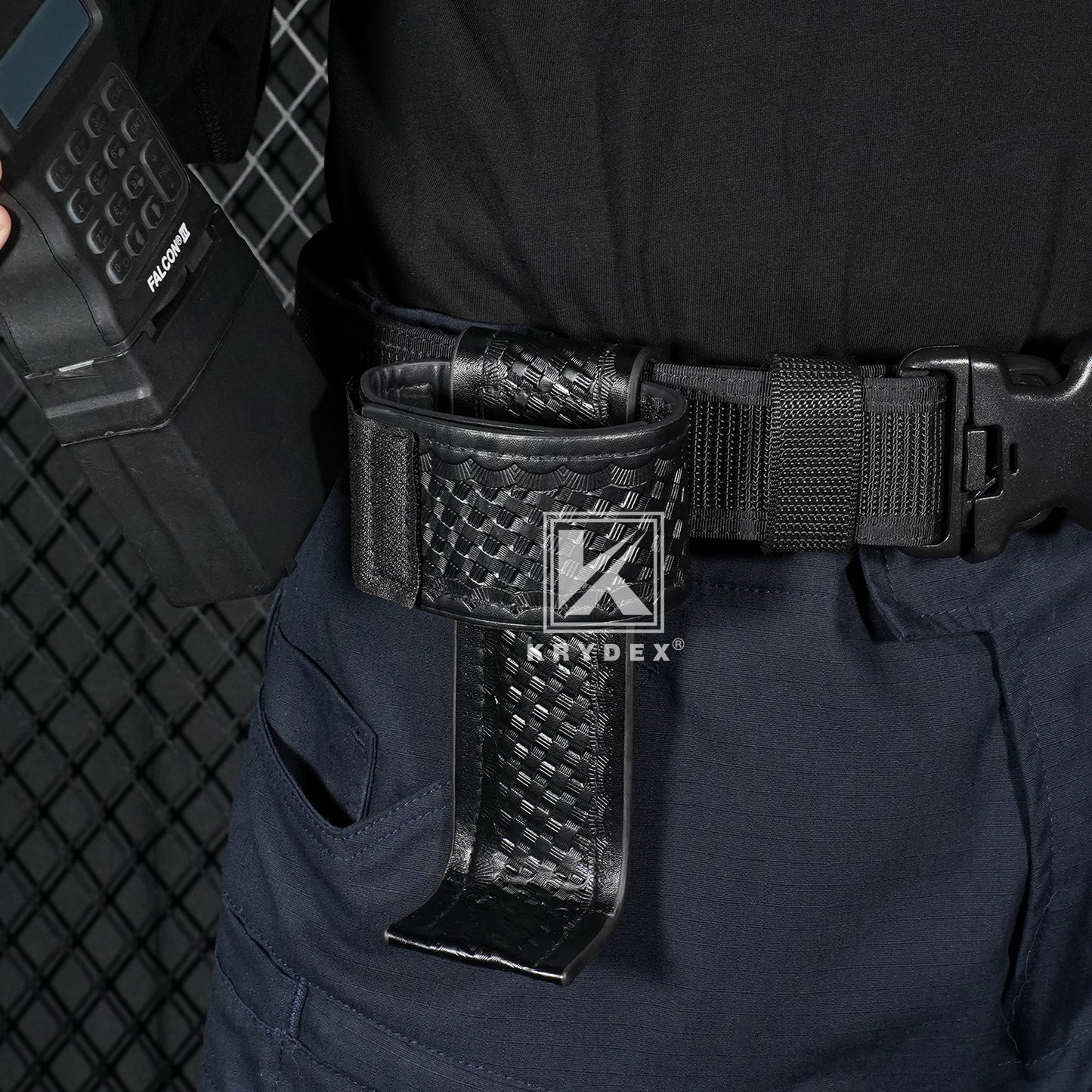 Krydex L-Style Universal Radio Holster Basketweave Two Way Radio Case Holder Fits For Motorola Kenwood 2” & 2.25” Duty Belt Carrier for First Responders