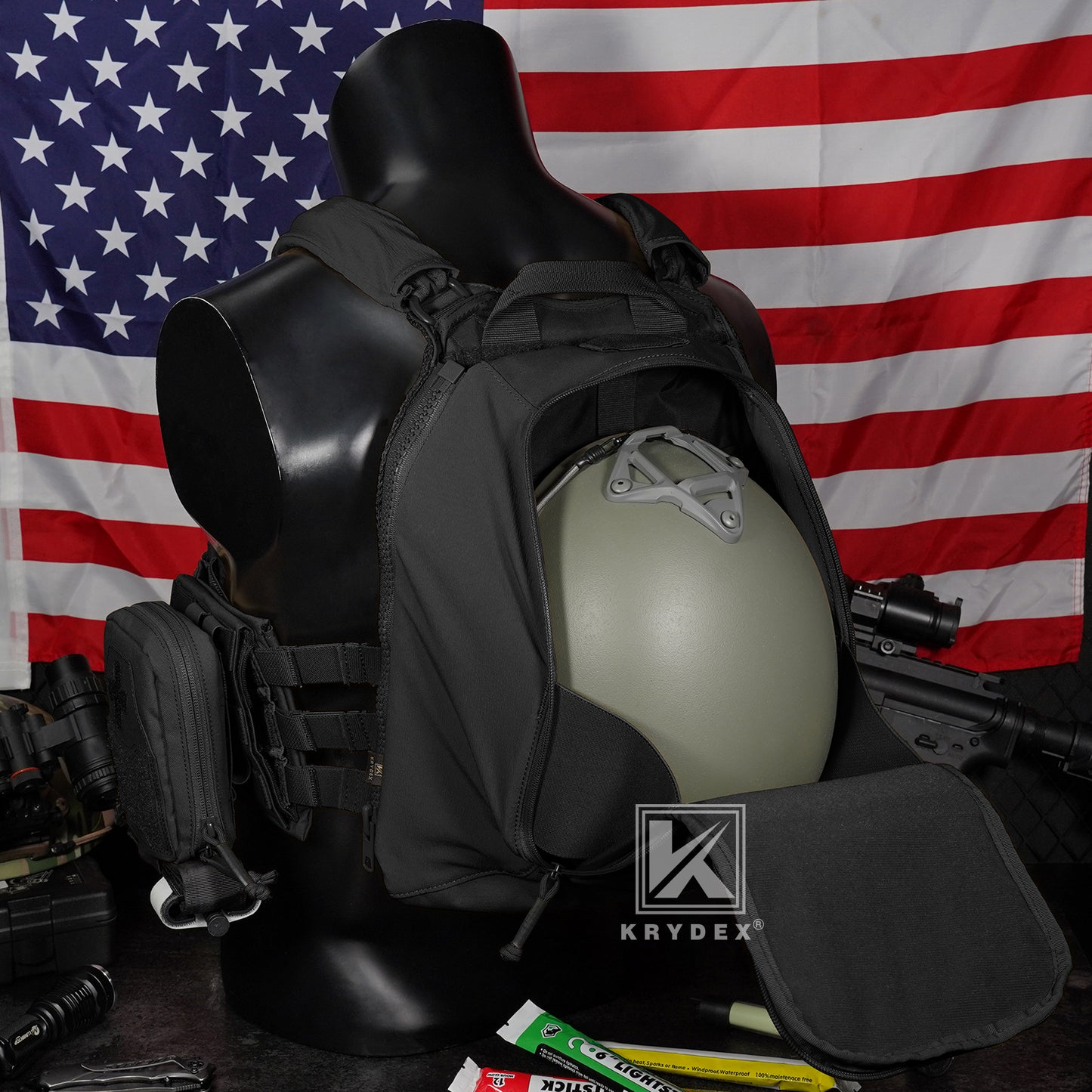 Krydex Tactical Zip-on Back Panel for Scarab Vest MOLLE Helmet Hydration Backpack