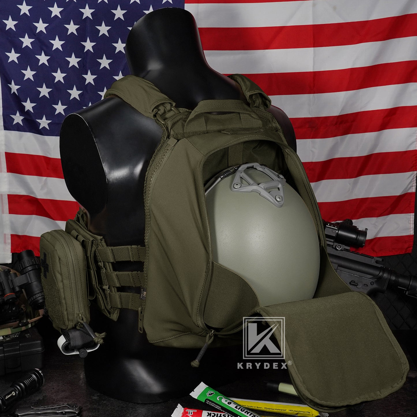 Krydex Tactical Zip-on Back Panel for Scarab Vest MOLLE Helmet Hydration Backpack