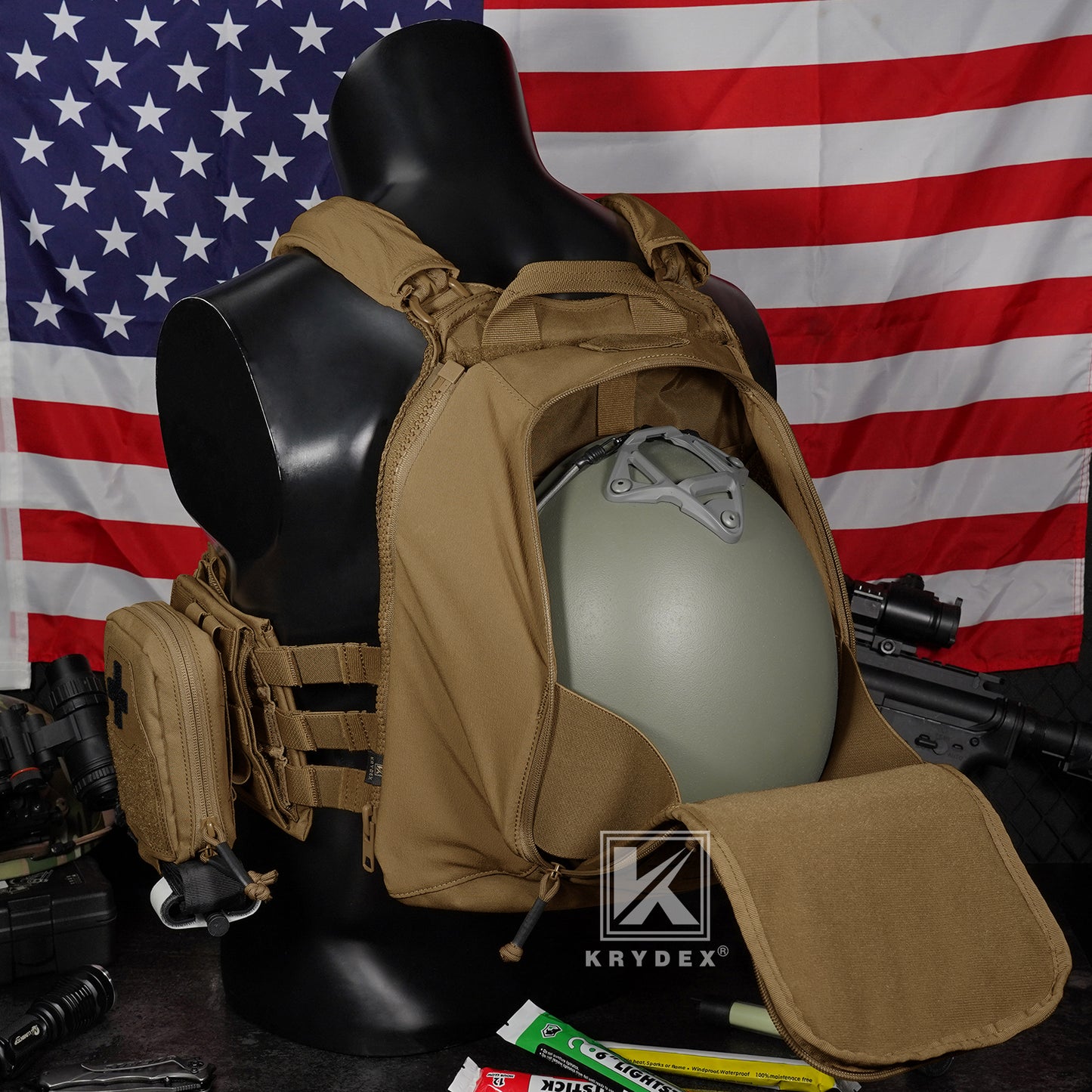 Krydex Tactical Zip-on Back Panel for Scarab Vest MOLLE Helmet Hydration Backpack