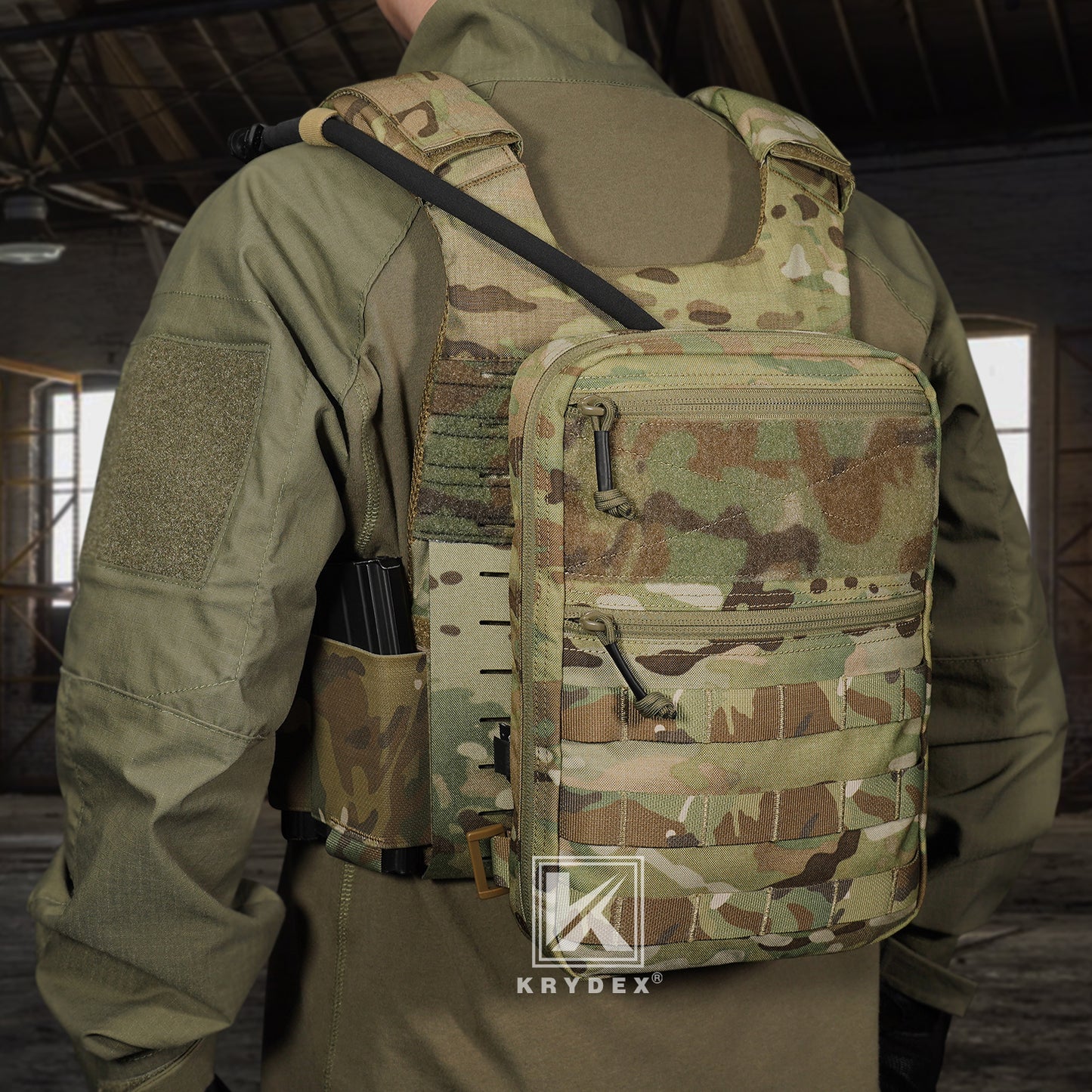 Krydex Tactical Hydration Pack 1.5L 50oz Water Bladder Carrier MOLLE for vest Hydro Backpack