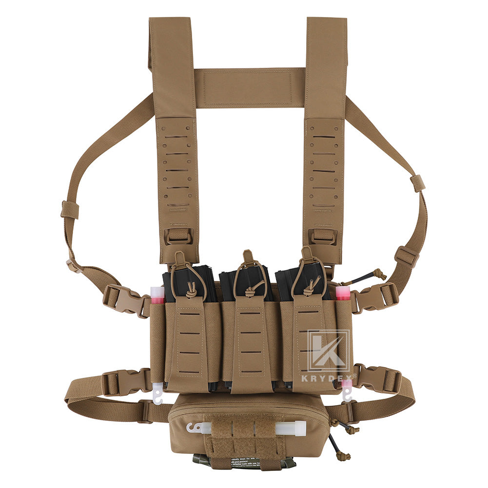 Krydex Tactical Chest Rig Triple Elastic 556 Magazine Pouch Placard GP Pouch Mini Drop Dangler Pouch